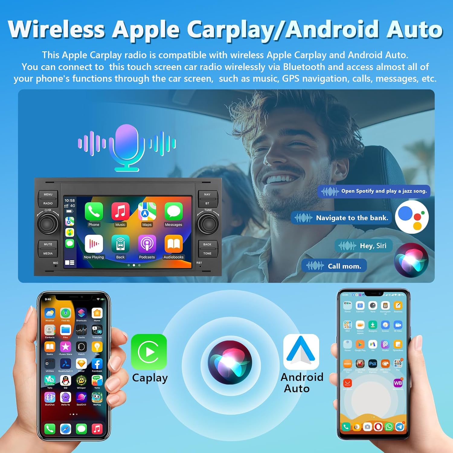 Autoradio Carplay per Ford Transit Focus Mondeo Fusion - immagine 5