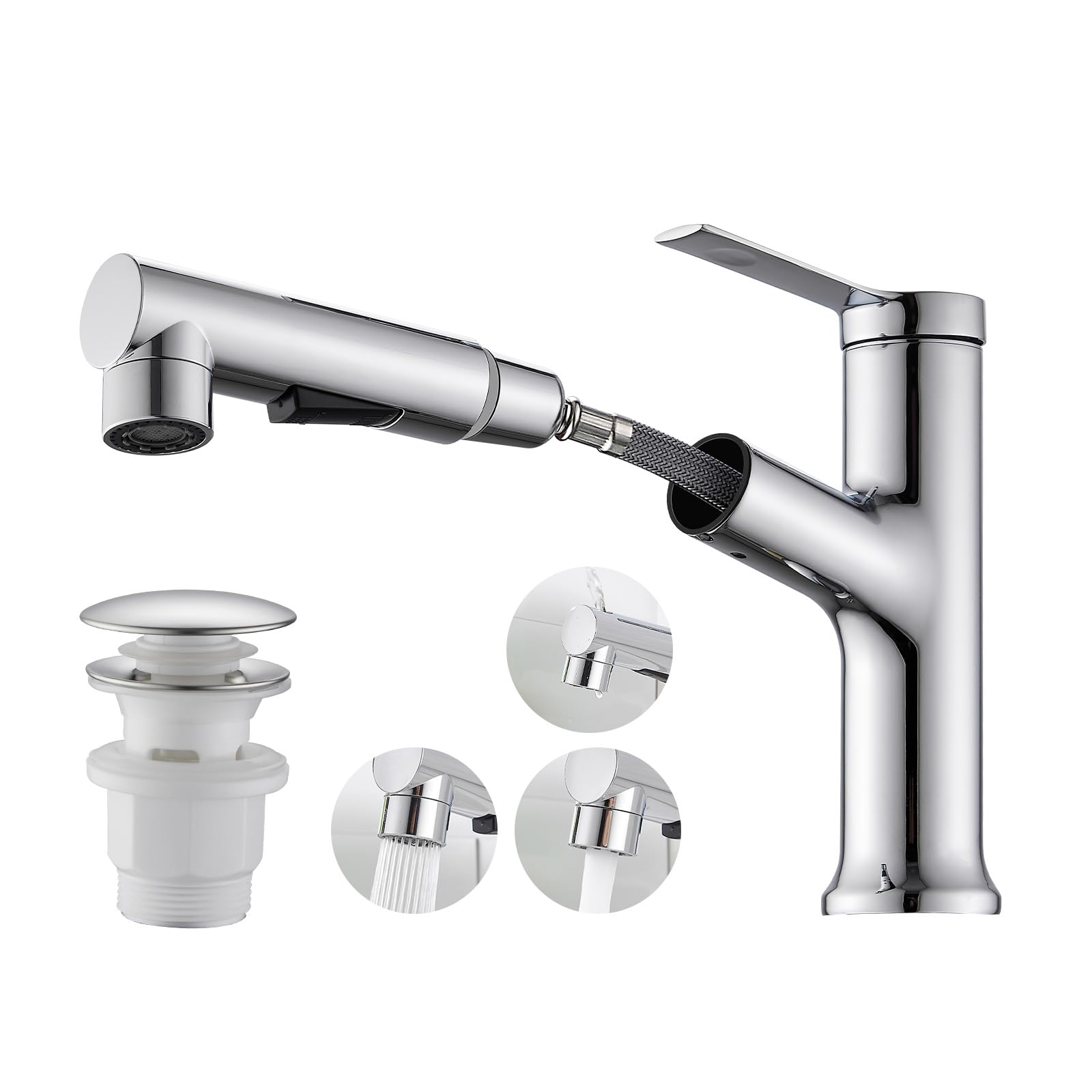 Rubinetto Bagno Estraibile con 3 Tipi di Getto