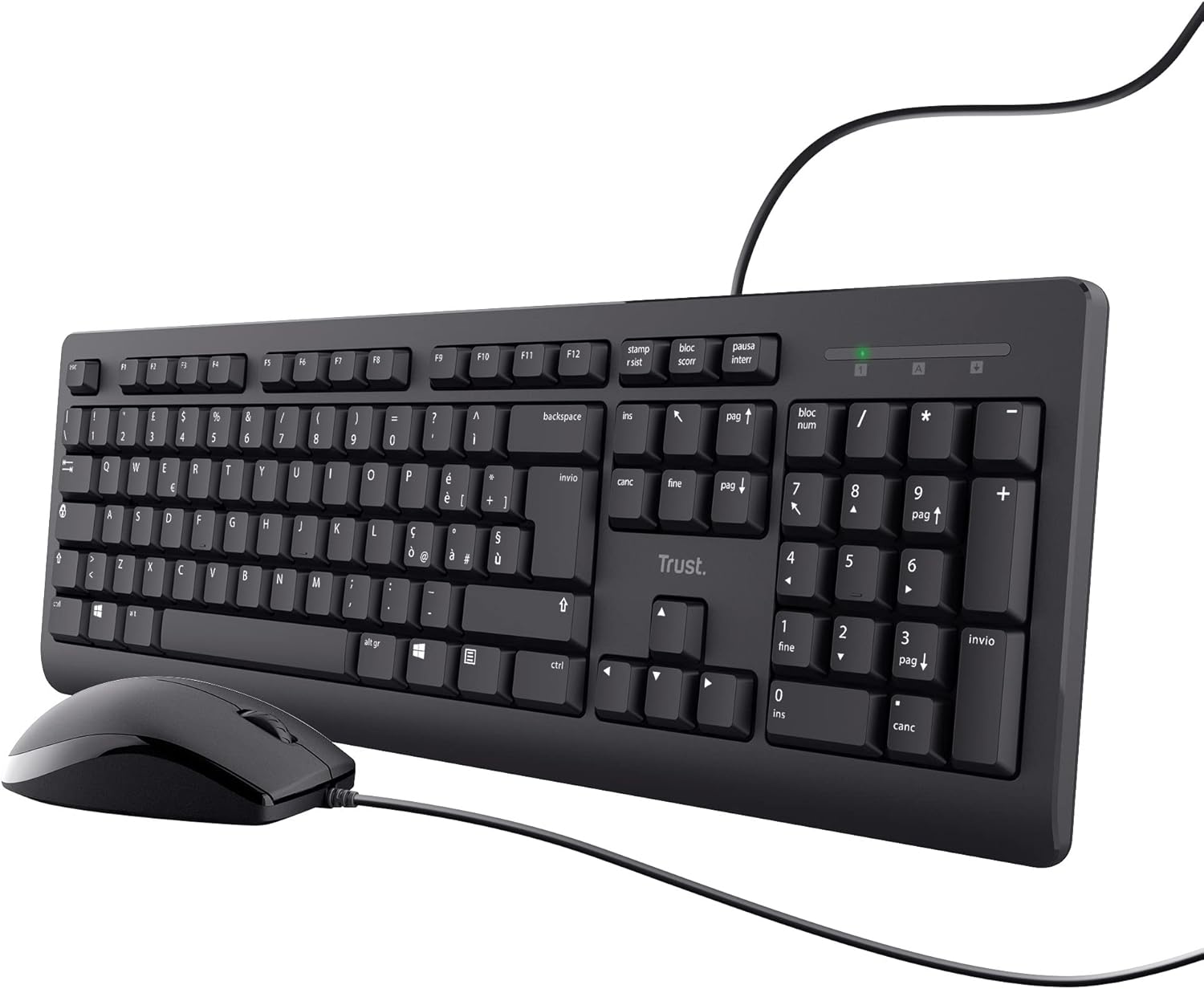 Trust Taro Set Tastiera e Mouse Cablati USB, Nero - immagine 1