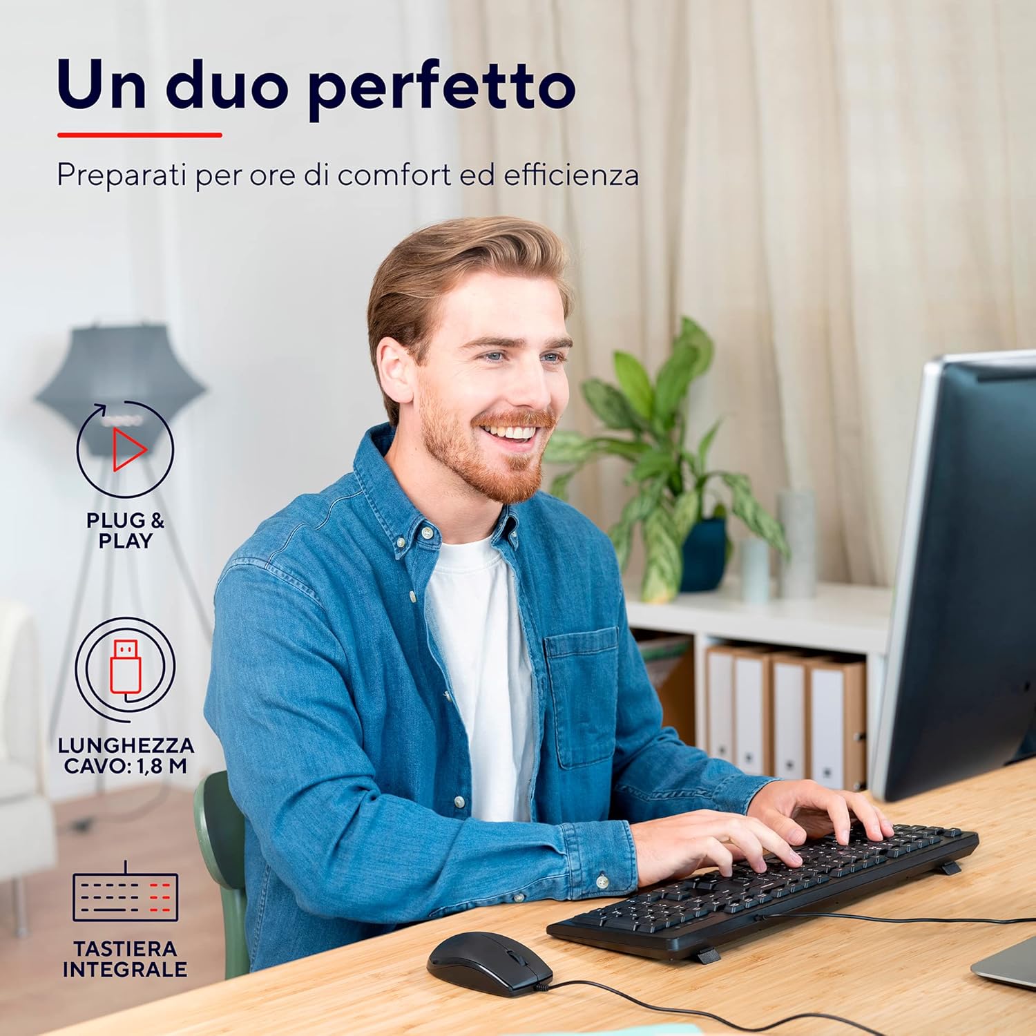 Trust Taro Set Tastiera e Mouse Cablati USB, Nero - immagine 2