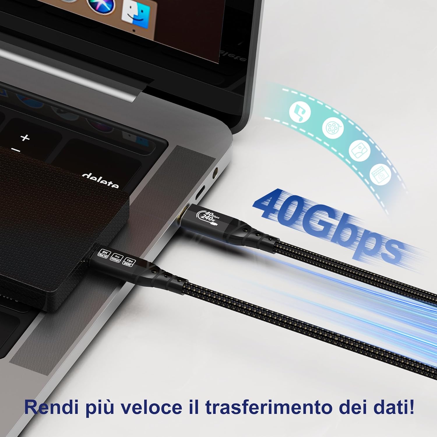 Ziknydo Cavo Thunderbolt 4 8K/4K 3 Metri - immagine 3