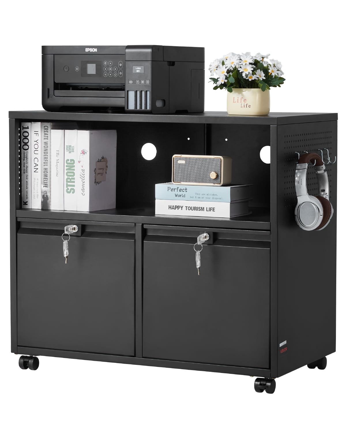 Vevor Mobiletto Portadocumenti Metallo 2 Cassetti con Serratura