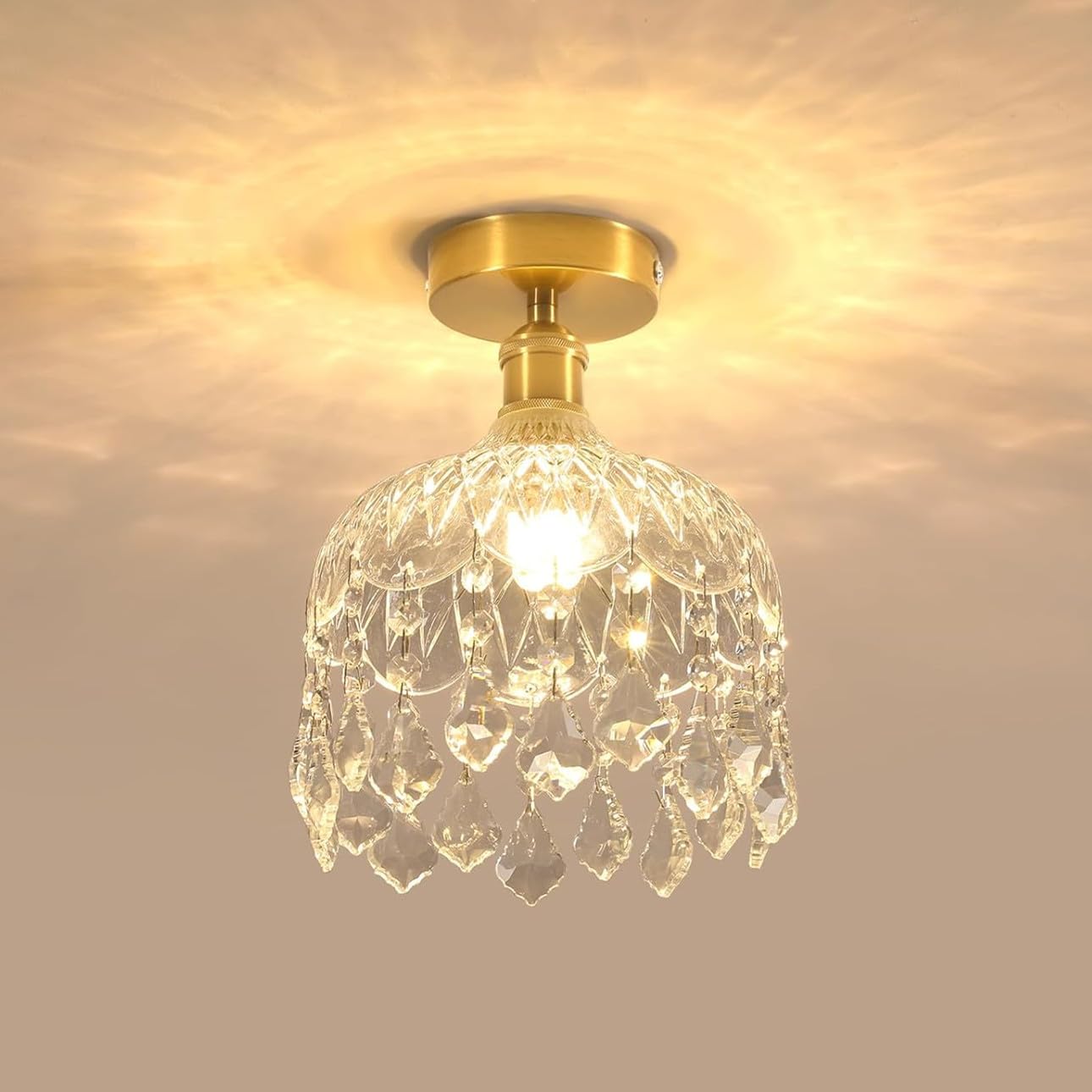 Delipop Plafoniera Moderna in Cristallo E14, Oro