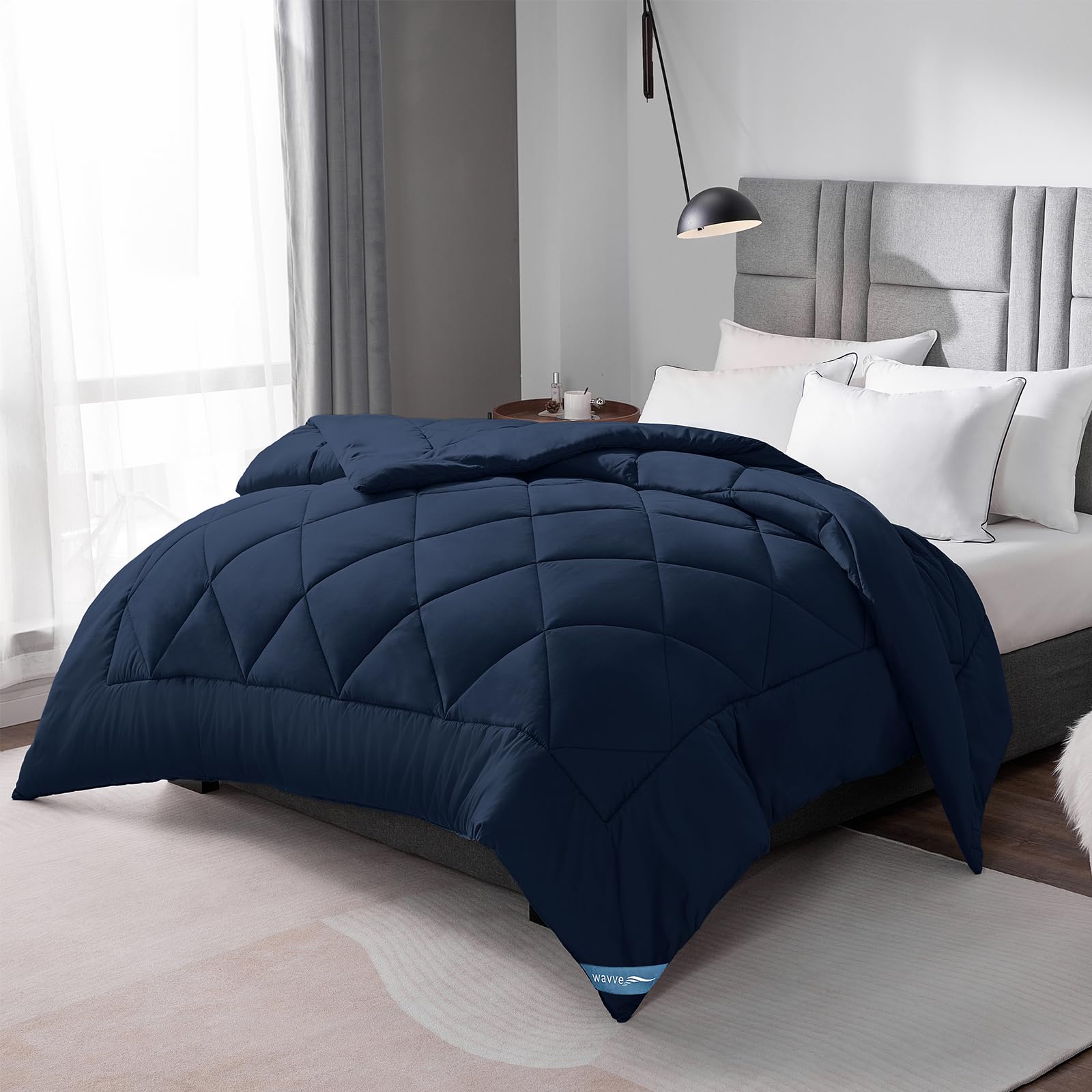 Wavve Piumino Quattro Stagioni Letto Singolo 135x200, Blu Marino