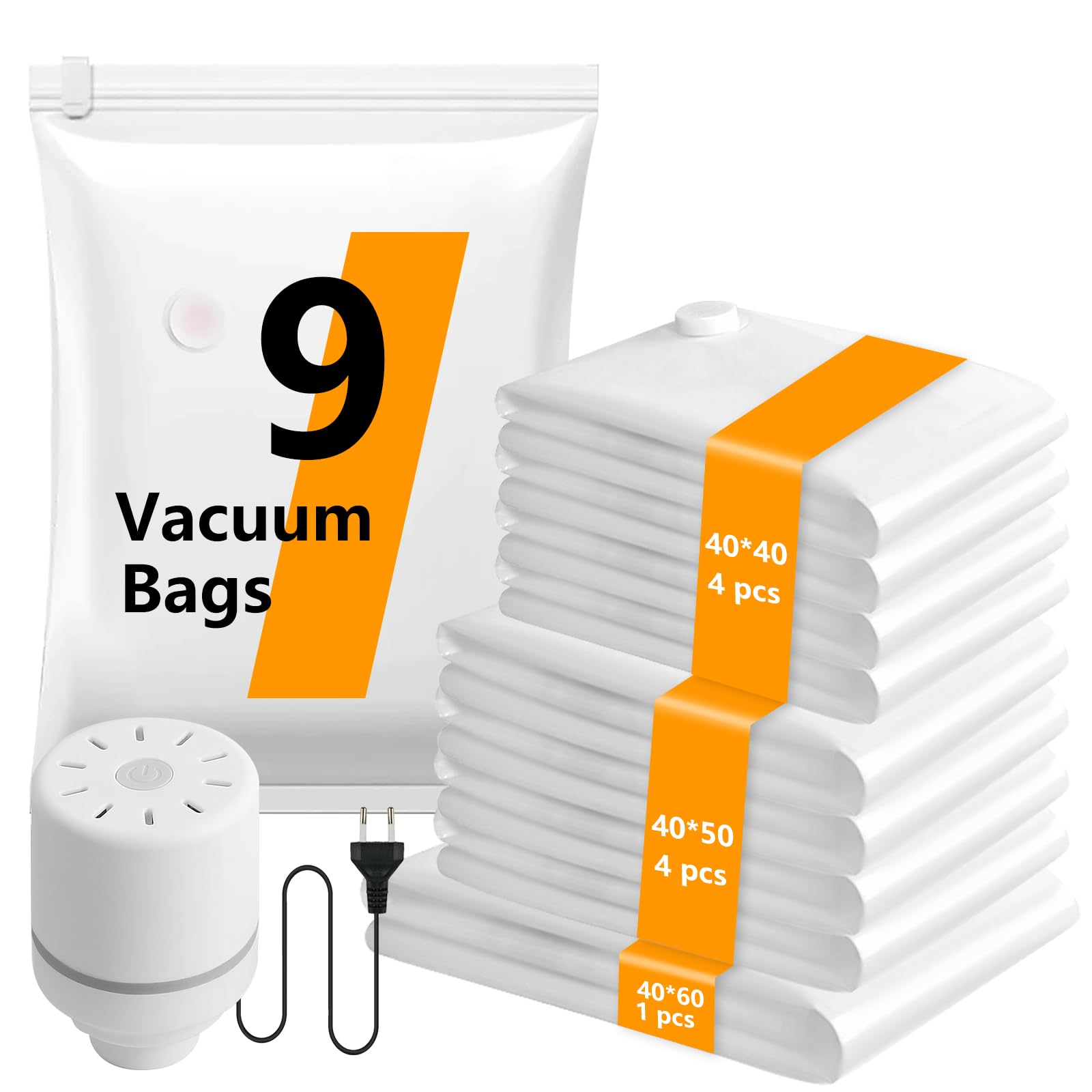 Sacchi Sottovuoto Vestiti con Pompa Elettrica, 9 Pezzi