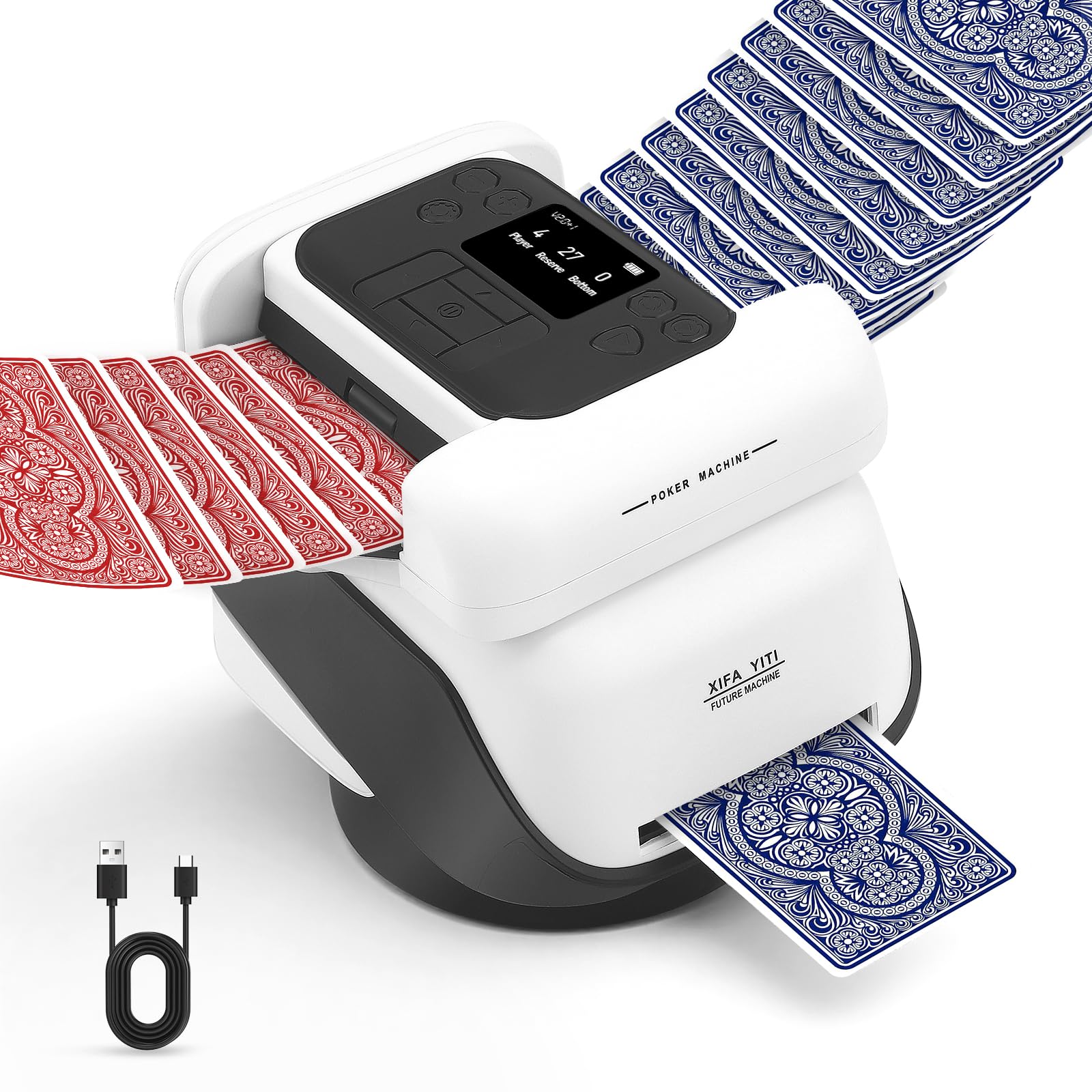 Shuffler automatico di carte e distributore di carte con telecomando 5000mAh batteria ricaricabile 2-in-1 Shuffler di carte da poker per 2-8 giocatori Rullo di dadi incorporato 5 modalità di