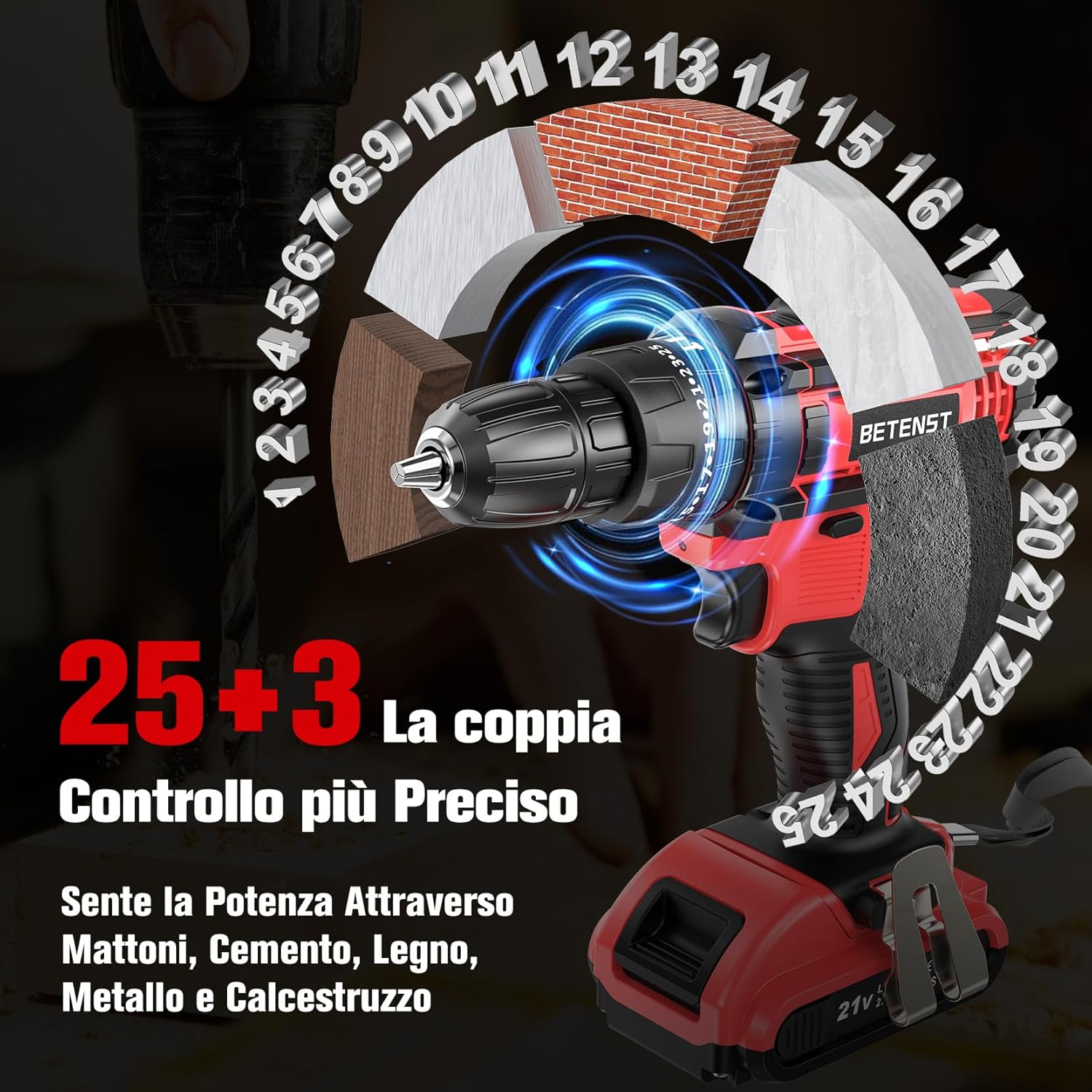 Betenst Trapano Avvitatore a Batteria 21V - immagine 2