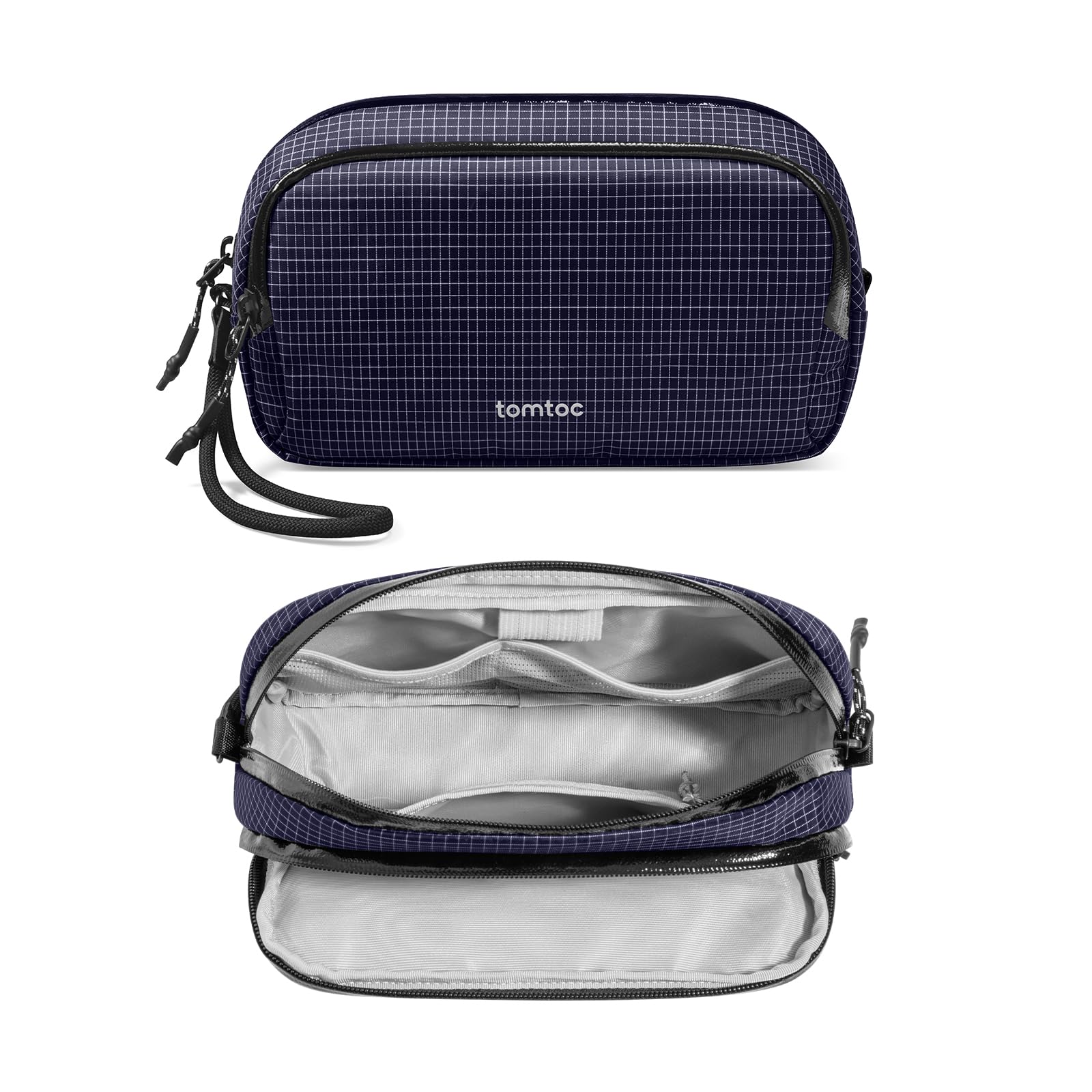 tomtoc T12 New Techpouch UK, Plaid blu, M, Organizer per borse