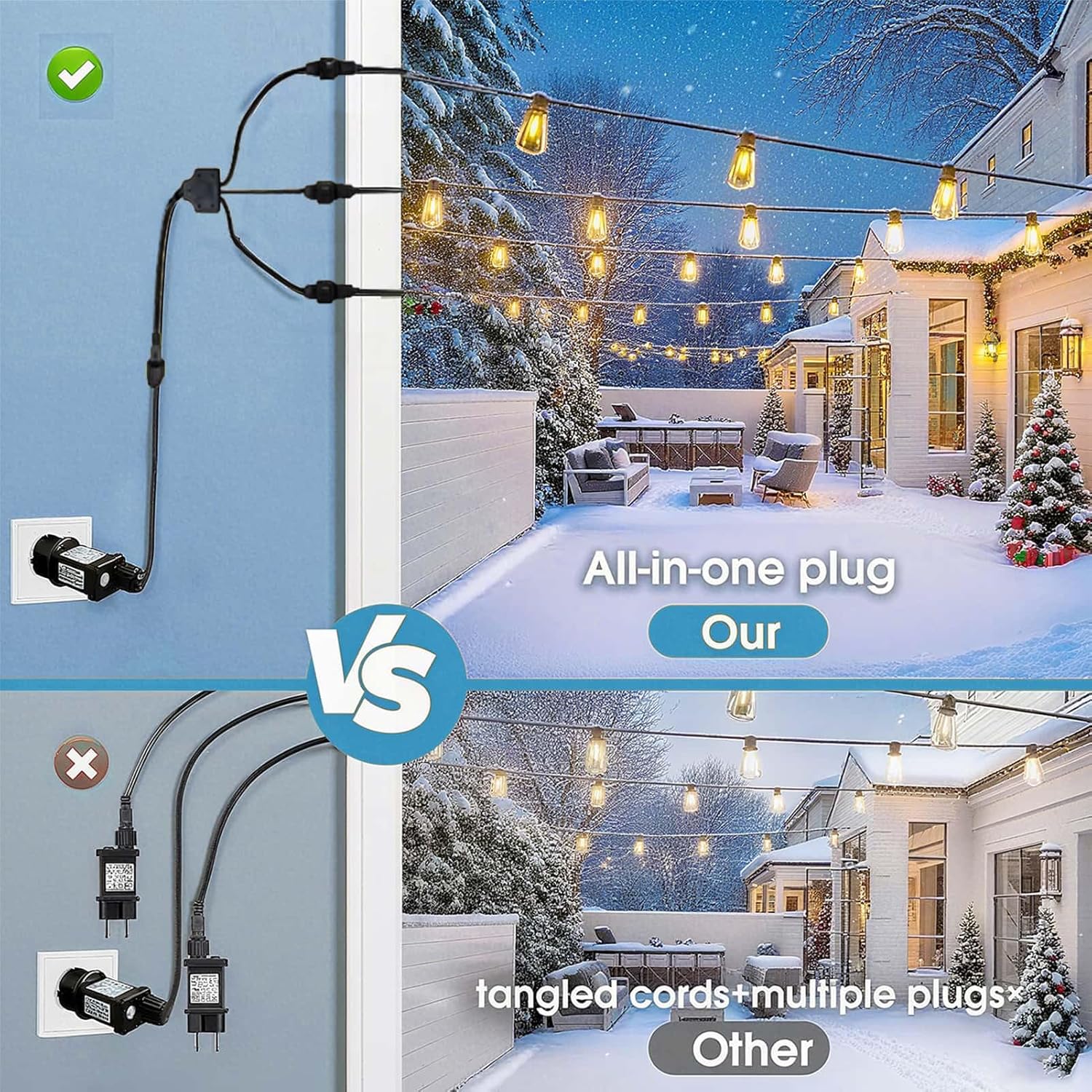 Connettore Luci Natale 1-a-3 2 Pin Splitter IP65 - immagine 2