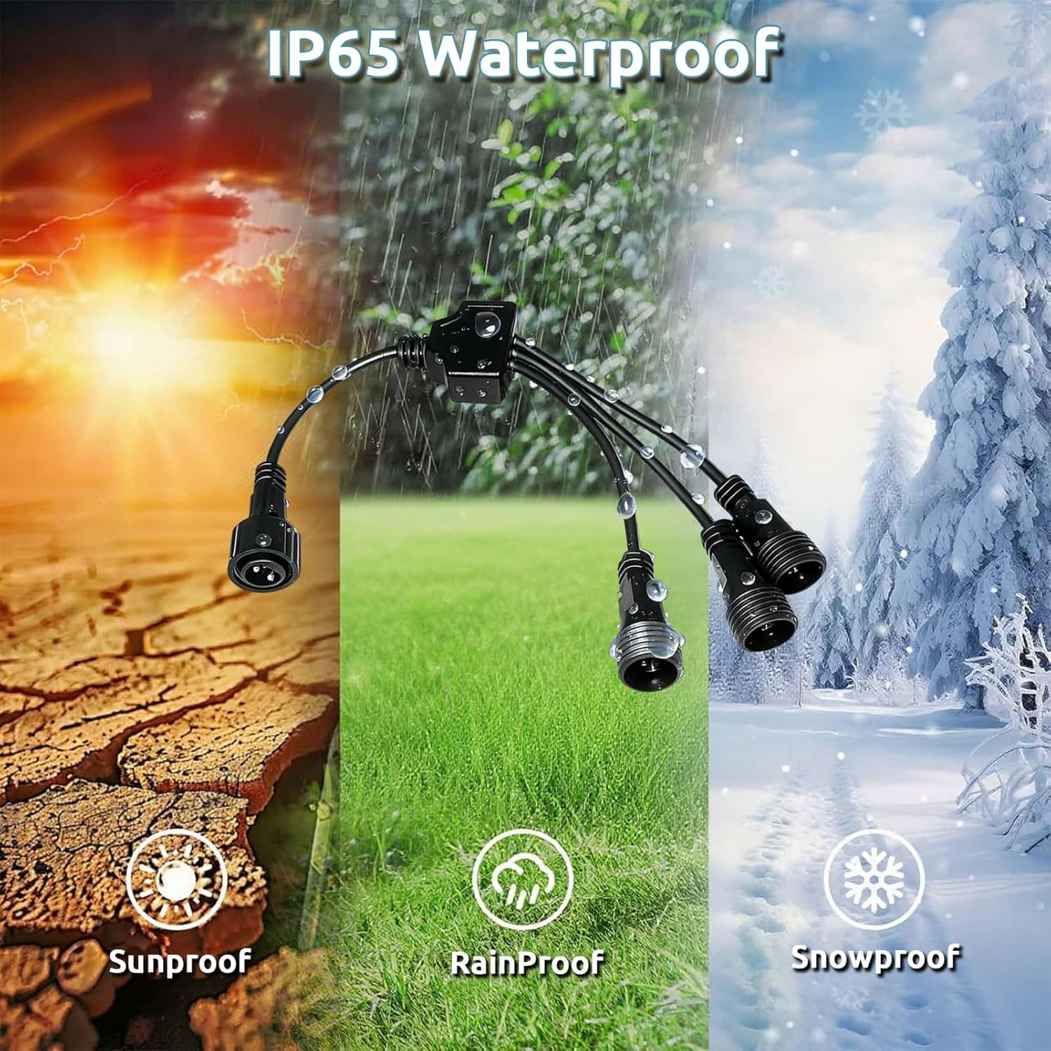 Connettore Luci Natale 1-a-3 2 Pin Splitter IP65 - immagine 6