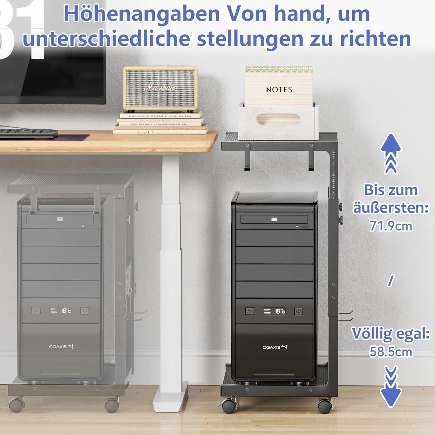 Jane Eyre Supporto per Computer Tower Regolabile, Nero - immagine 4