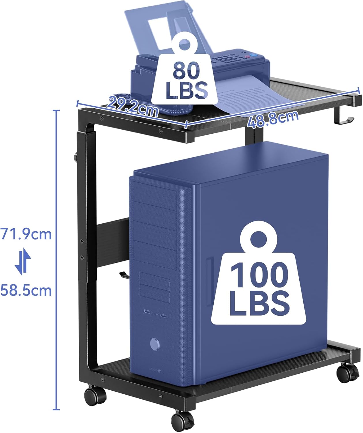 Jane Eyre Supporto per Computer Tower Regolabile, Nero - immagine 5