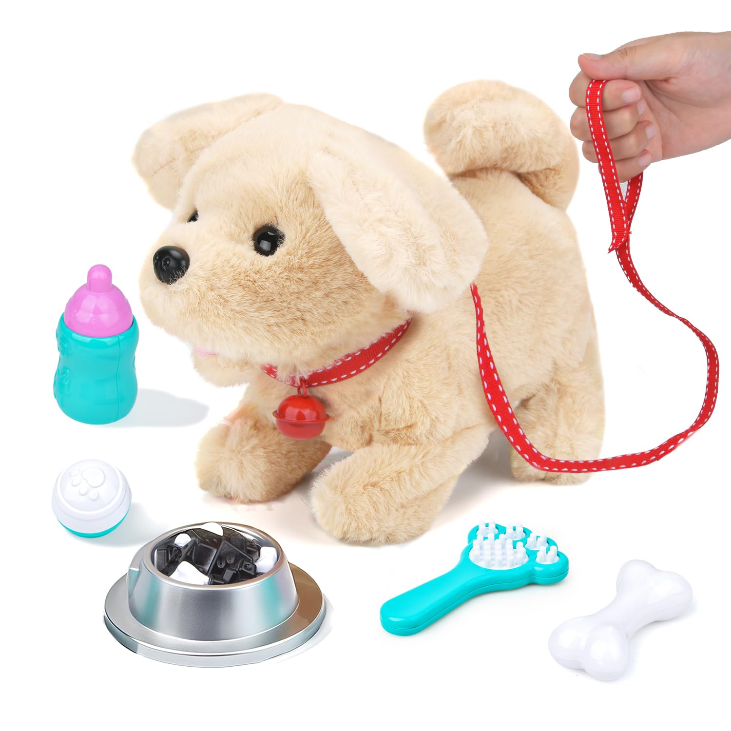 Giocattolo per cani per bambini con guinzaglio che corre e abbaia, giocattolo elettronico per animali domestici, gioco interattivo per cani con camminare, abbaiare, coda per bambini e bambine 2 3 4