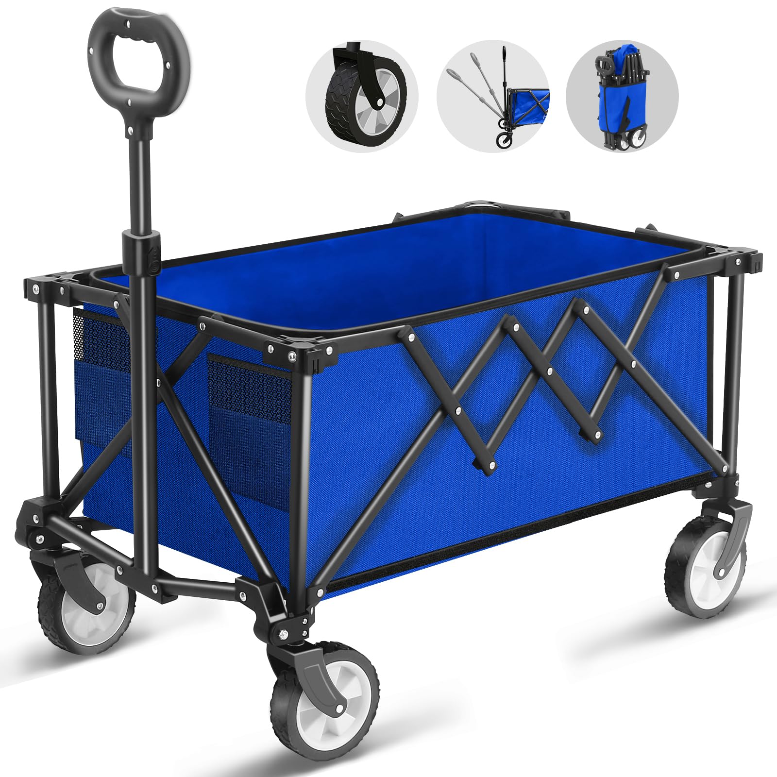 Carrello Pieghevole su Ruote 100kg, Blu