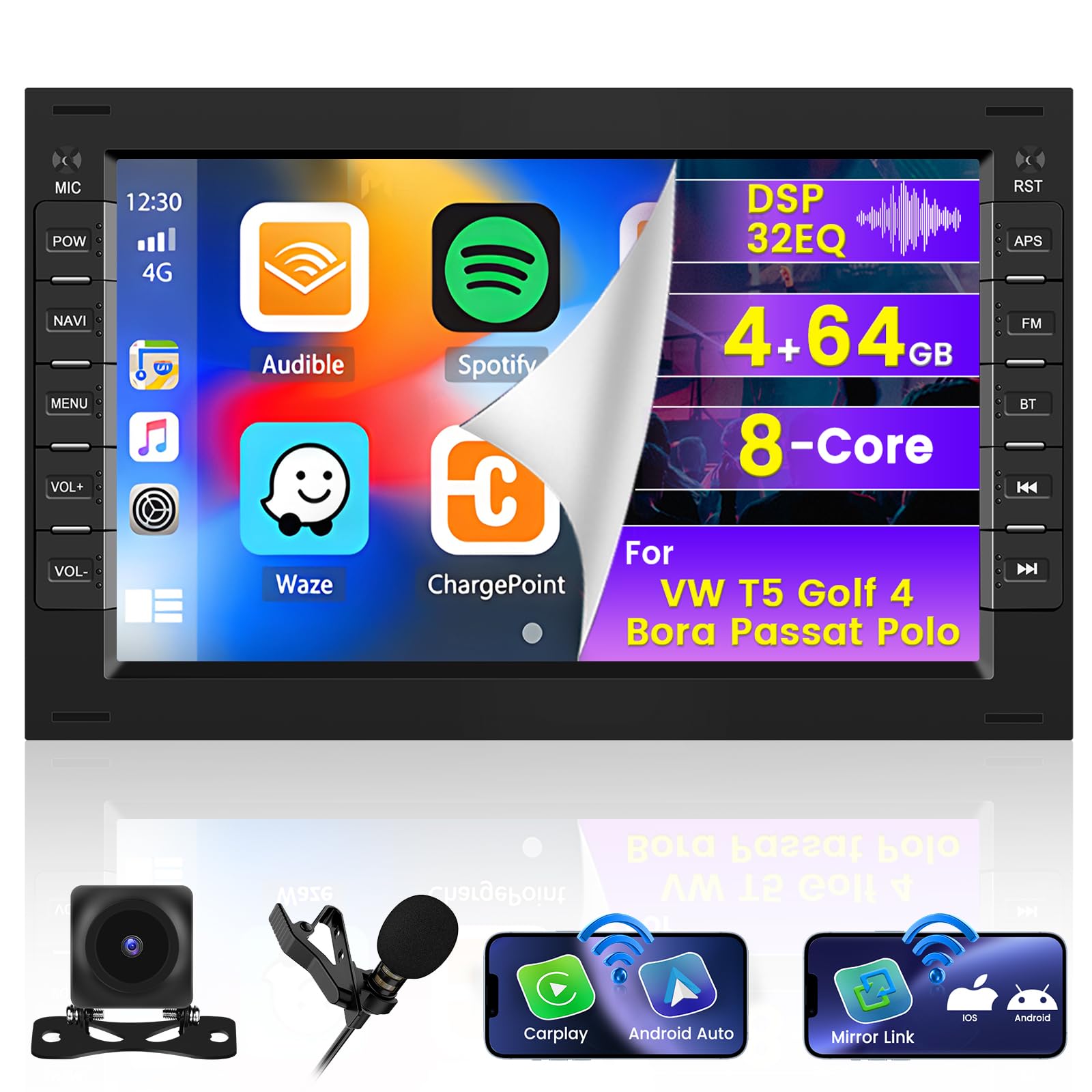 Hikity Android Autoradio 9 Pollici per VW Golf 4 T5 Polo