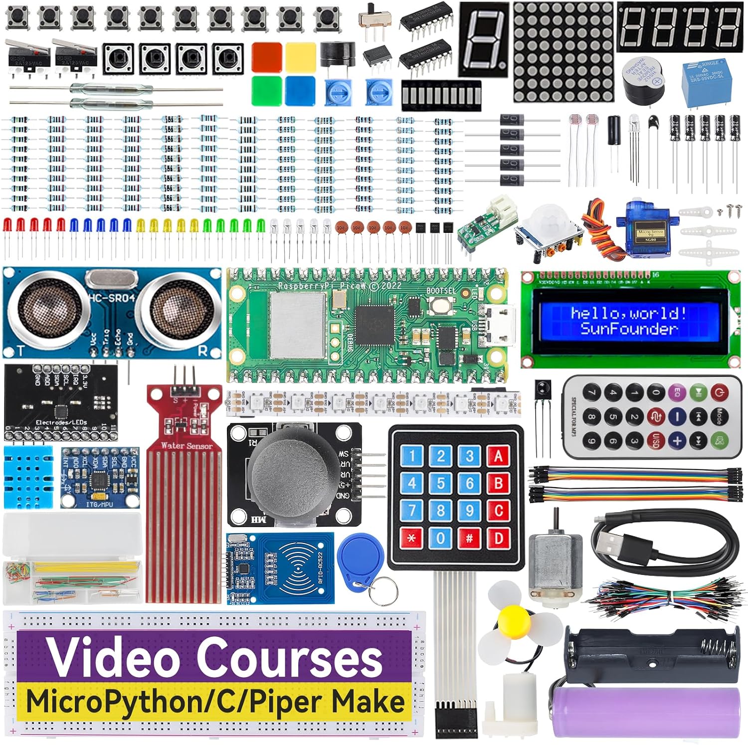 SUNFOUNDER Raspberry Pi Pico W Ultimate Starter Kit con tutorial online ...