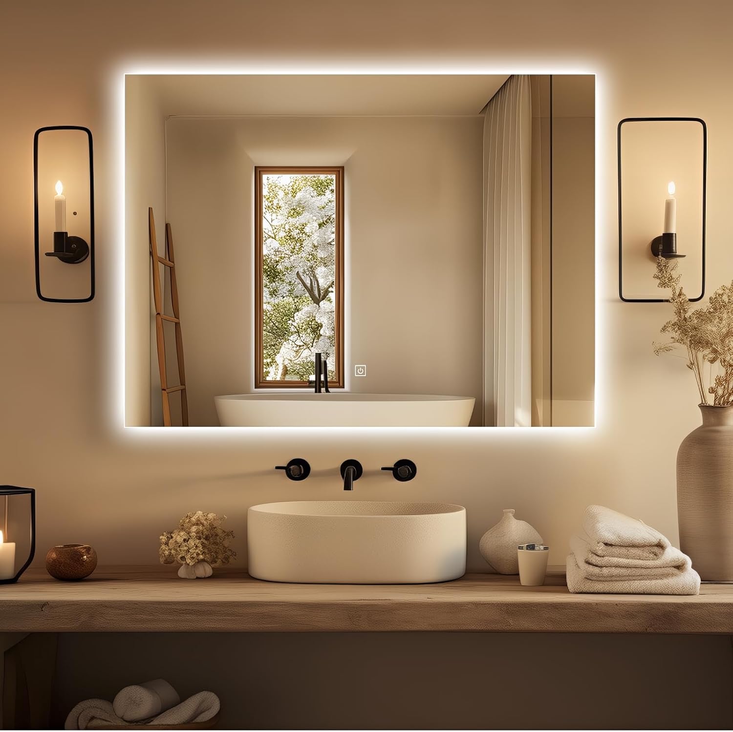 Specchio da Parete Infinity LED 60x80cm per Bagno - immagine 1