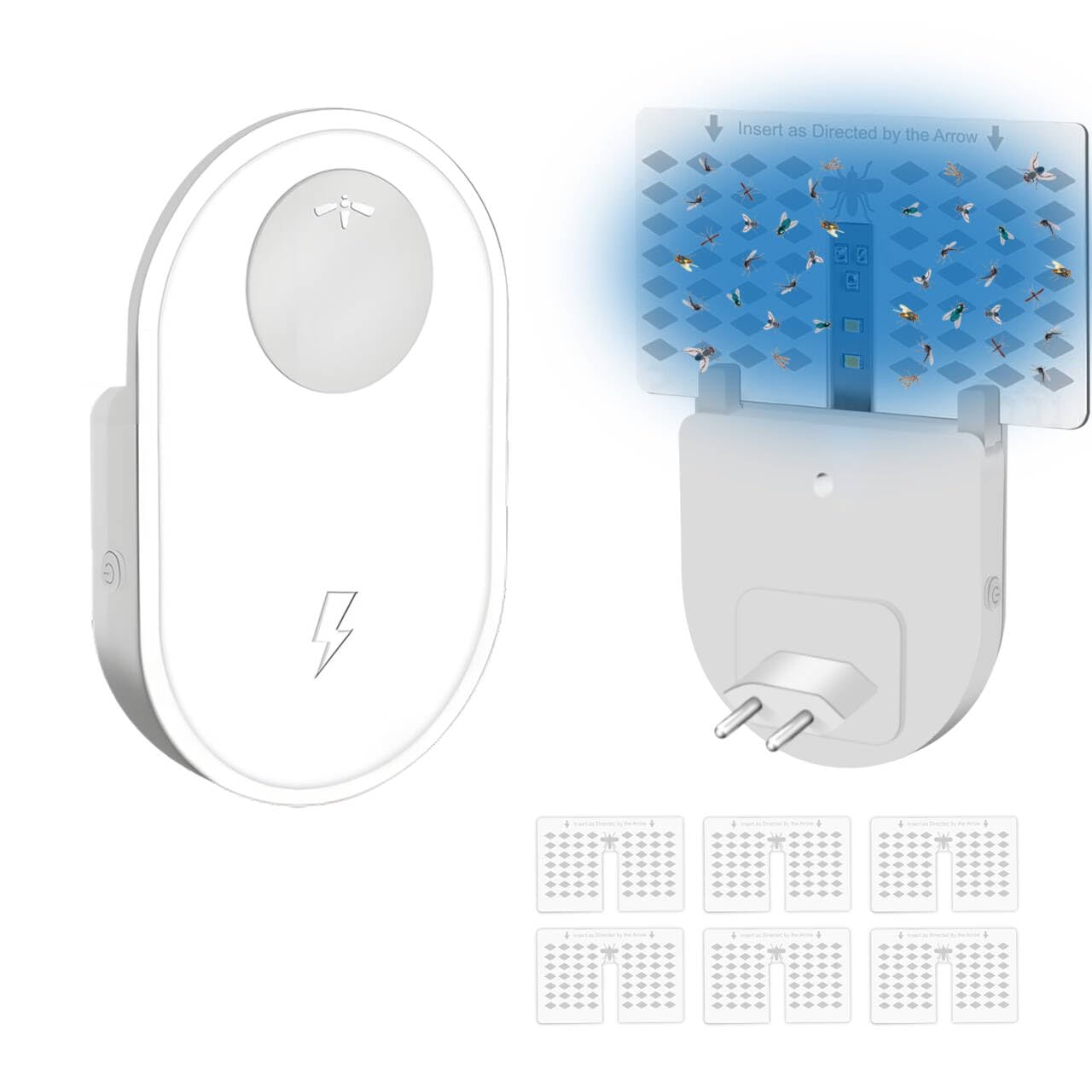 QUMOX Lampada antizanzare con trappola per mosche, con luce UVA, senza rumore e senza odori, cattura insetti, luce notturna per tarme, mosche, moscerini della frutta, per camera da letto e cucina