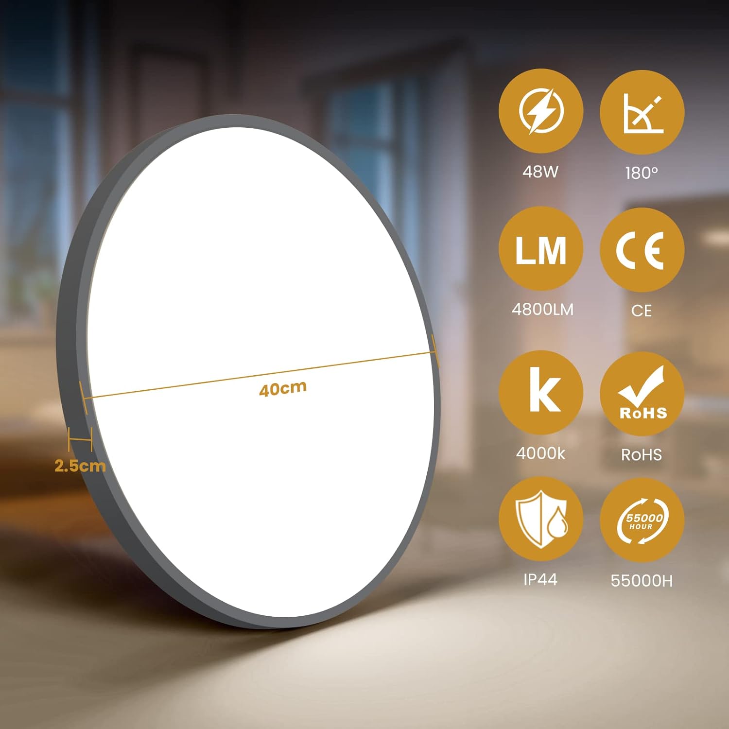 Otren Plafoniera LED Soffitto 48W Rotonda 4000K - immagine 2