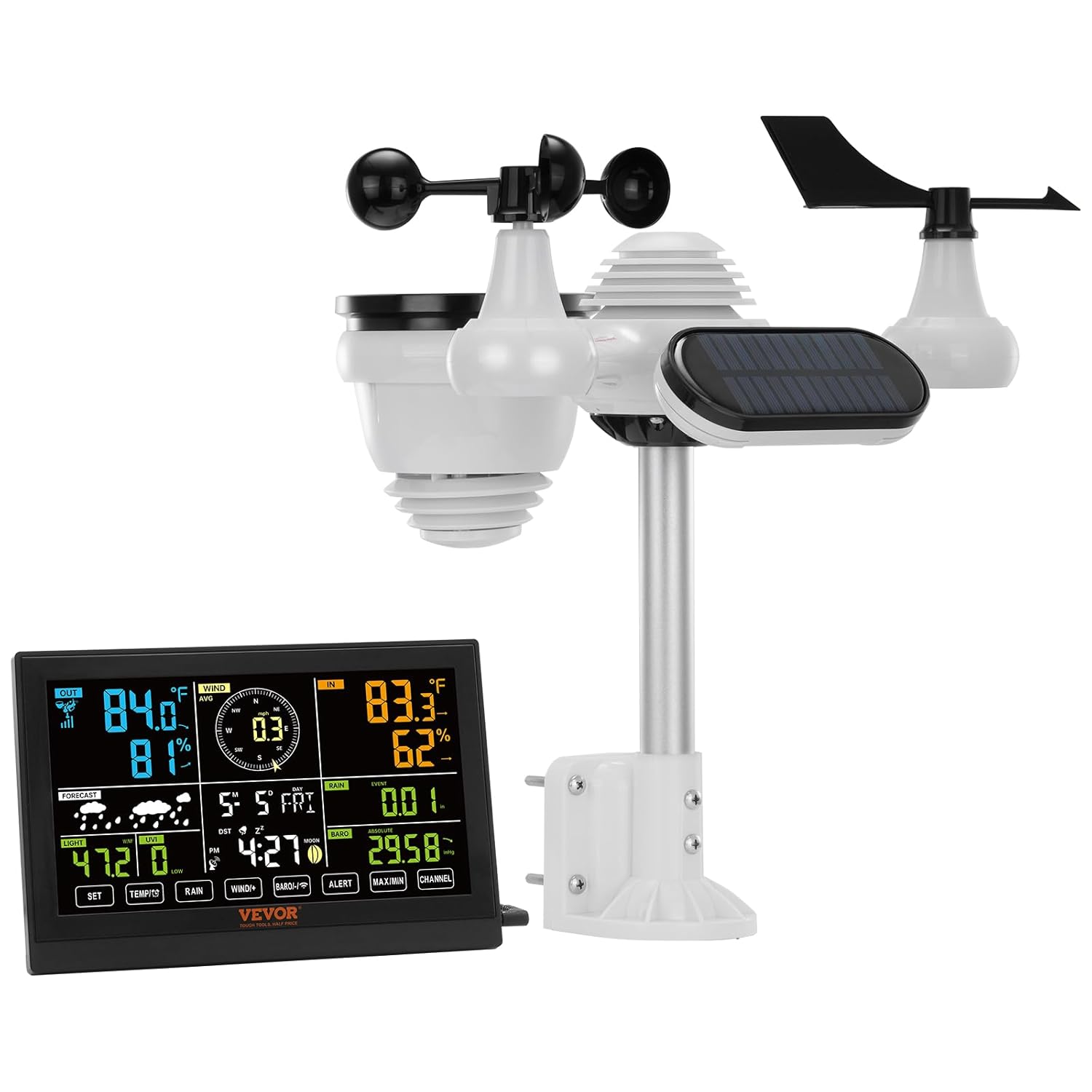 Vevor Stazione Meteorologica Wireless Solare 7,9 Pollici - immagine 1