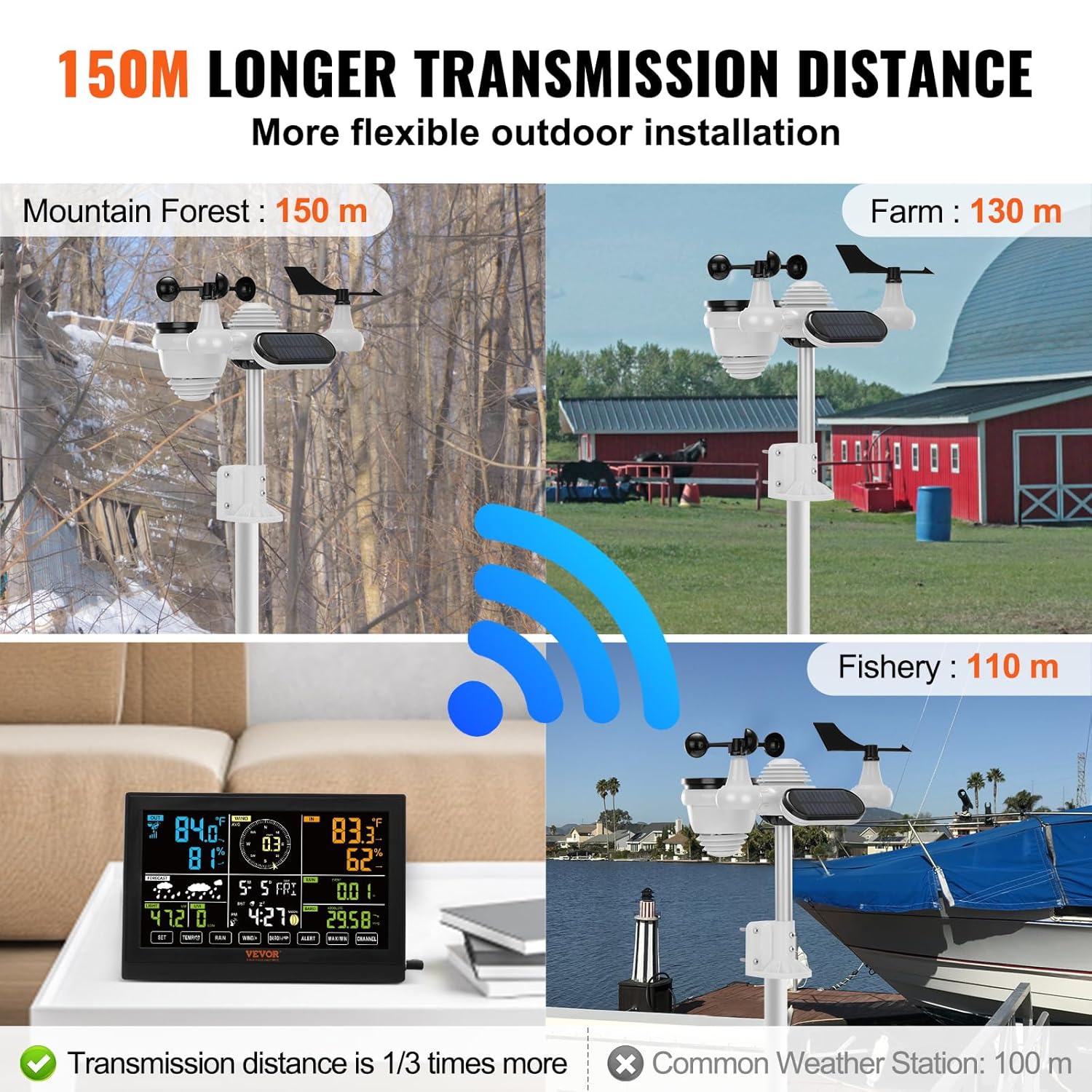 Vevor Stazione Meteorologica Wireless Solare 7,9 Pollici - immagine 2