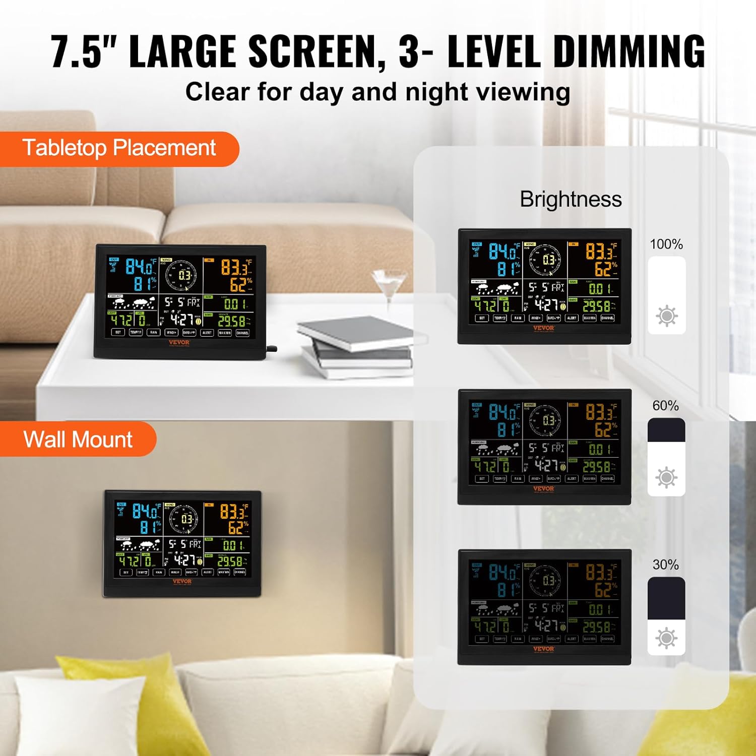 Vevor Stazione Meteorologica Wireless Solare 7,9 Pollici - immagine 5