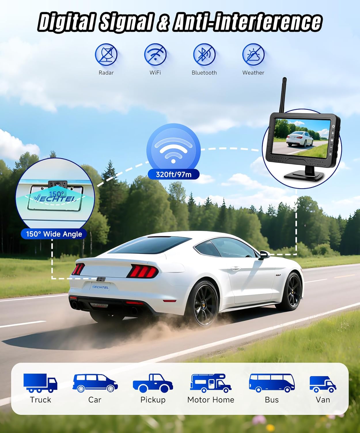 Vechtel Telecamera Posteriore Wireless con Schermo HD IPS 4.3" - immagine 2