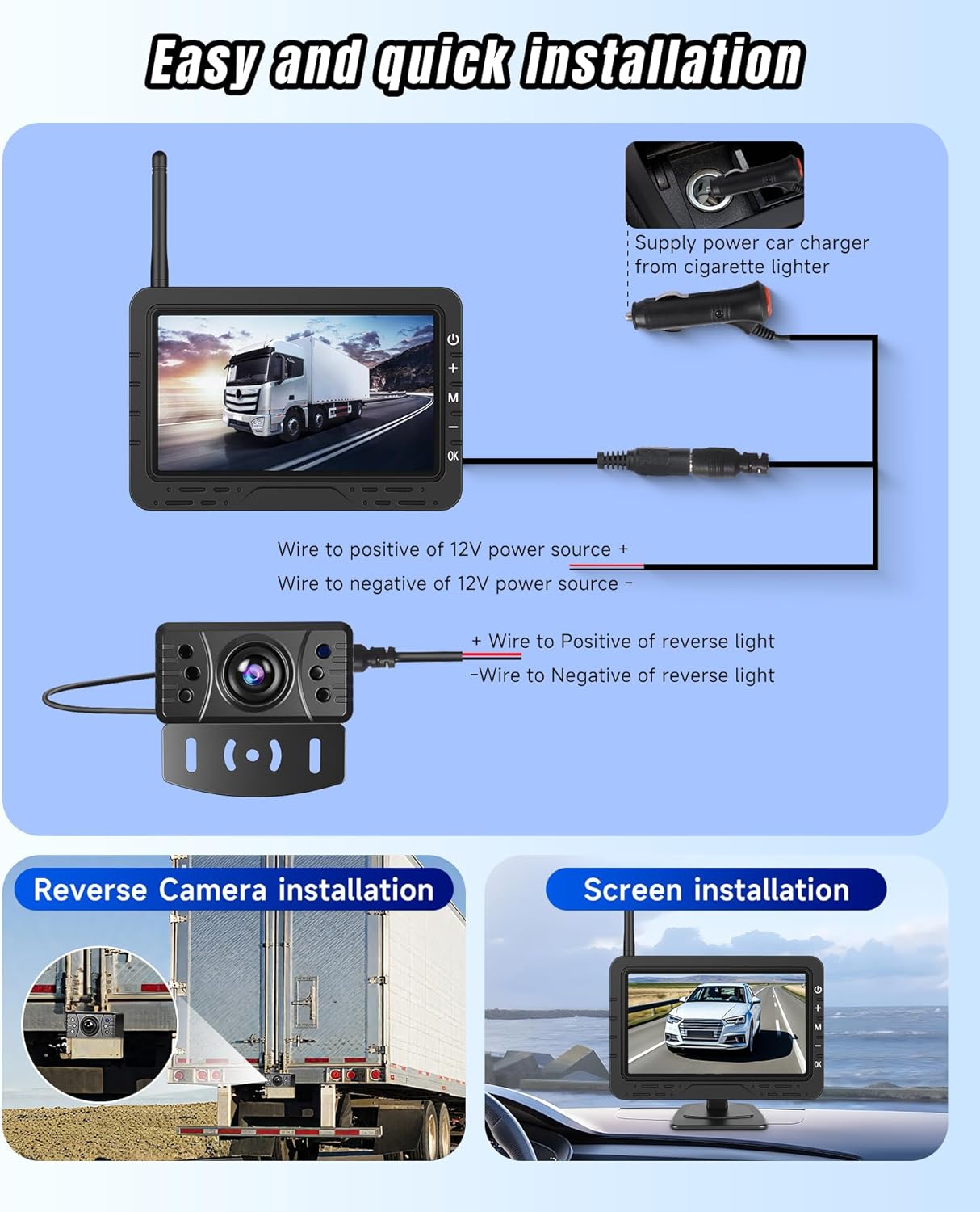 Vechtel Telecamera Posteriore Wireless con Schermo HD IPS 4.3" - immagine 6