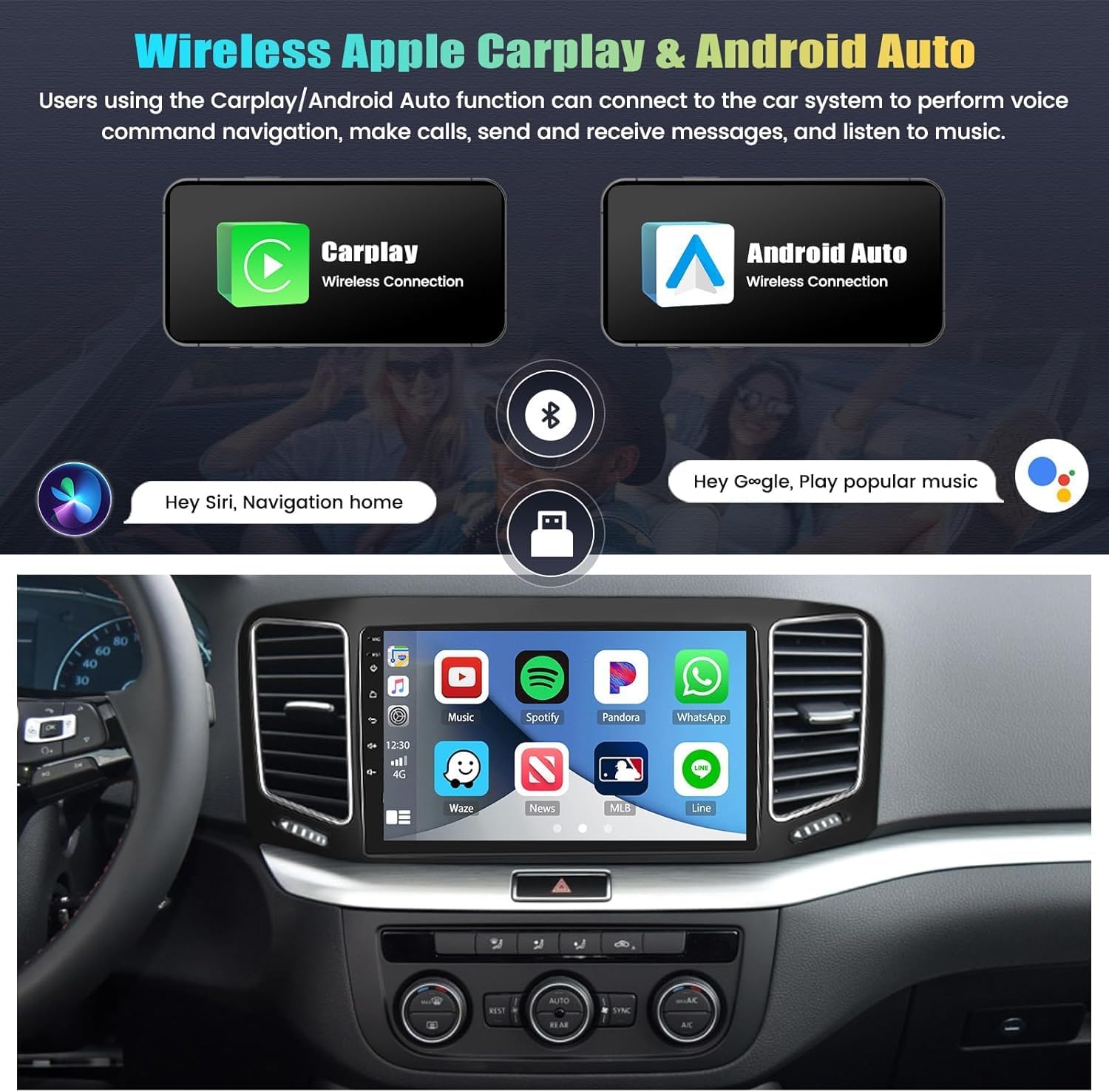 Autoradio Android 13 per Volkswagen Sharan 2012-2018 2+64G - immagine 3