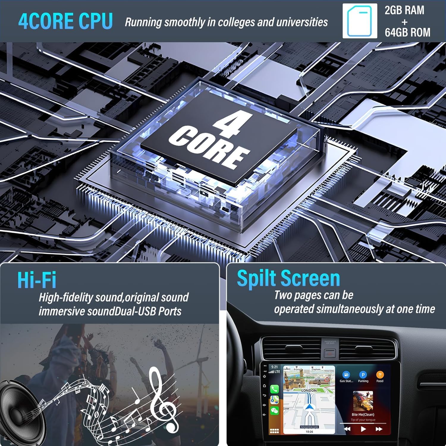 Autoradio Android 13 per Volkswagen Sharan 2012-2018 2+64G - immagine 4