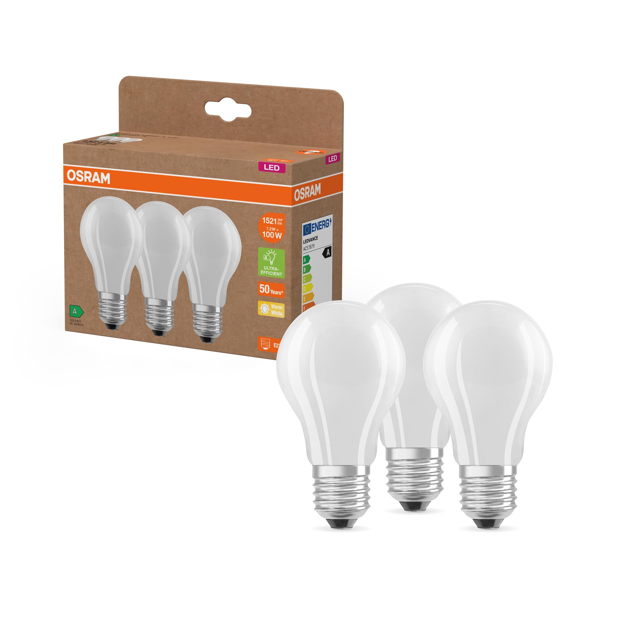 Osram Lampada LED Classic A100 Filament 7,2W E27
