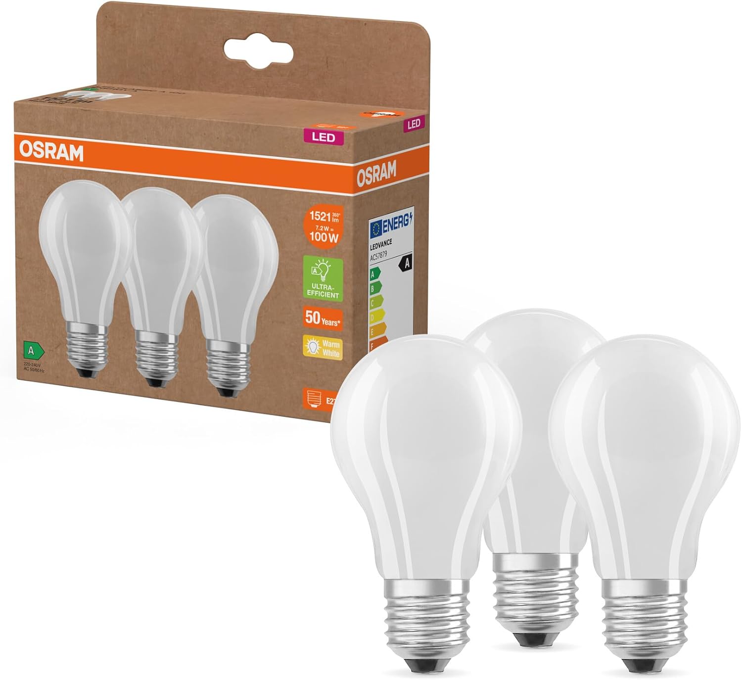 Osram Lampada LED Classic A100 Filament 7,2W E27 - immagine 1