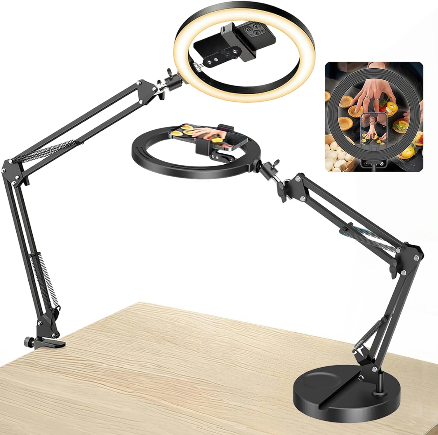 Ring Light 10'' con Supporto Telefono e Due Basi - immagine 1