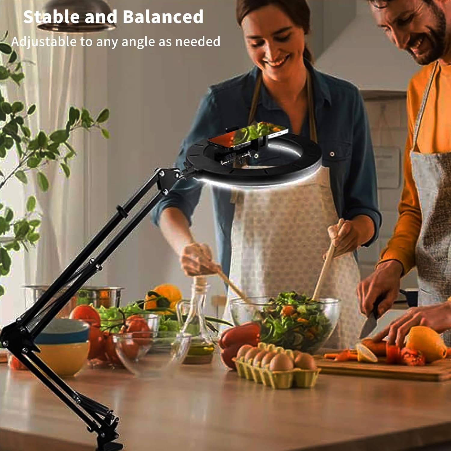 Ring Light 10'' con Supporto Telefono e Due Basi - immagine 4