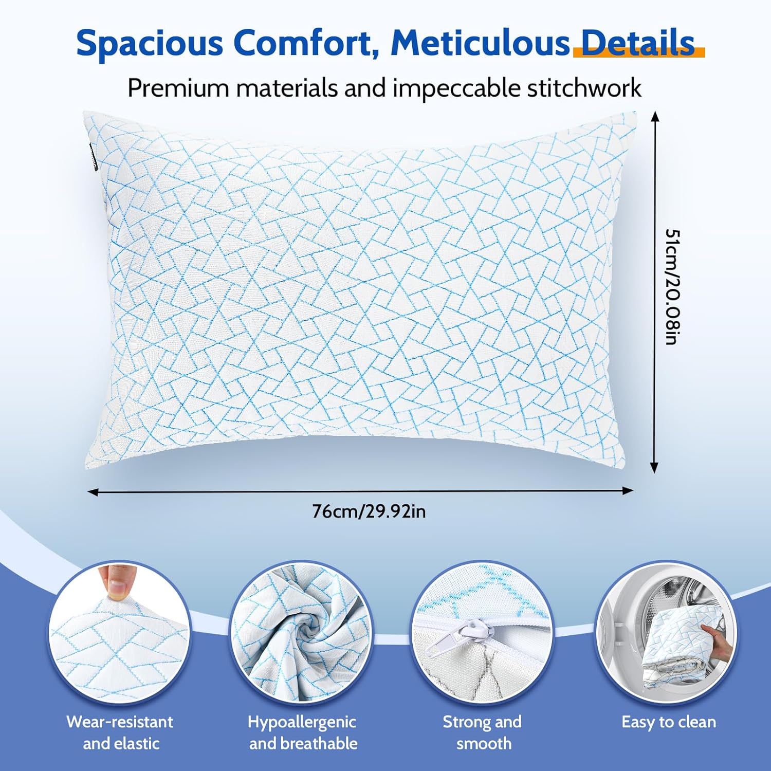 Jinxia Cuscini Altezza Regolabile 76x51 cm (Set di 2) - immagine 2