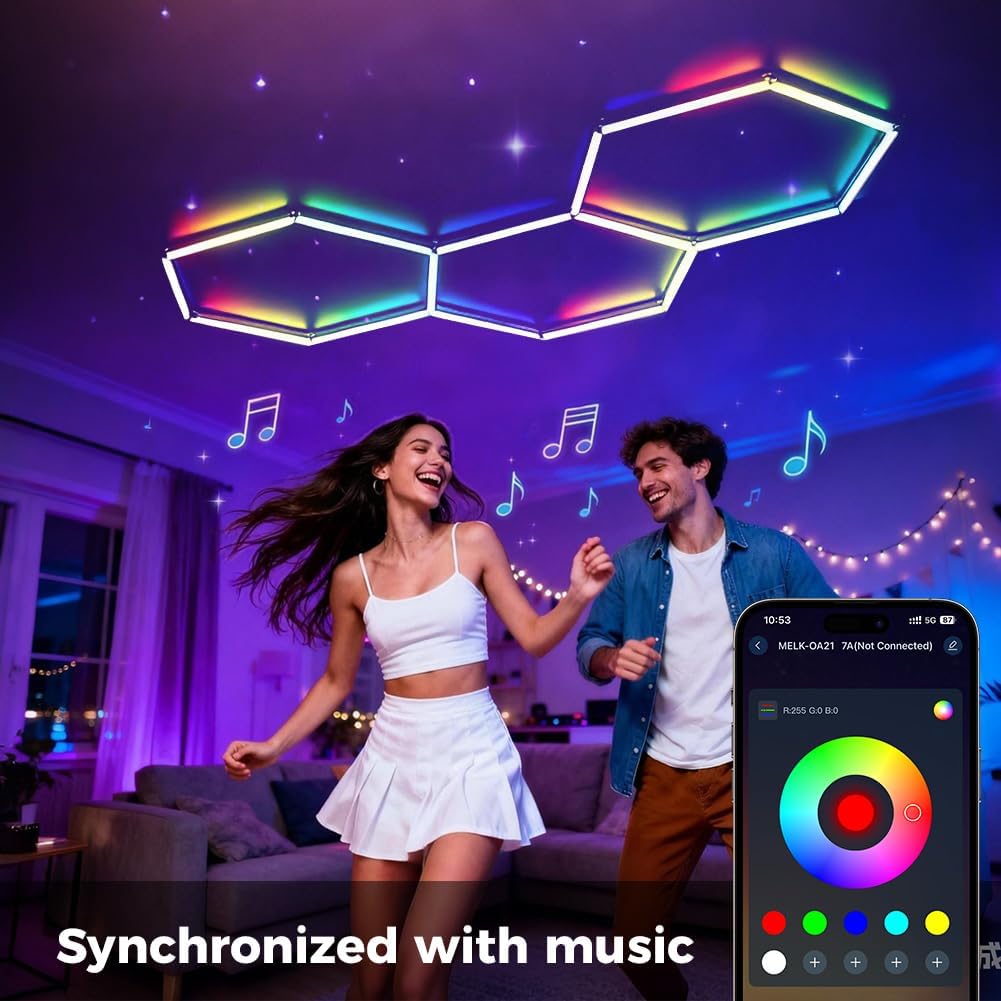 Dikhee Lampada da Garage a LED 3 Esagoni RGB - immagine 2