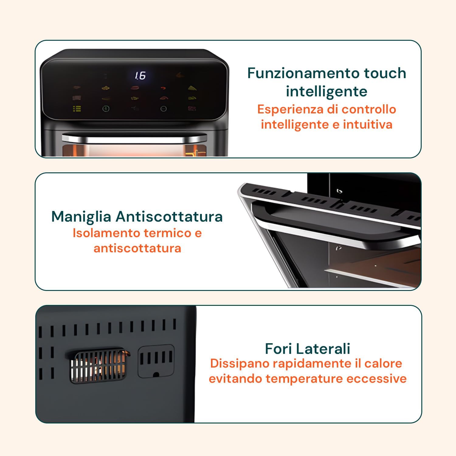 Wintem Friggitrice ad Aria Digitale 12L 1800W - immagine 5