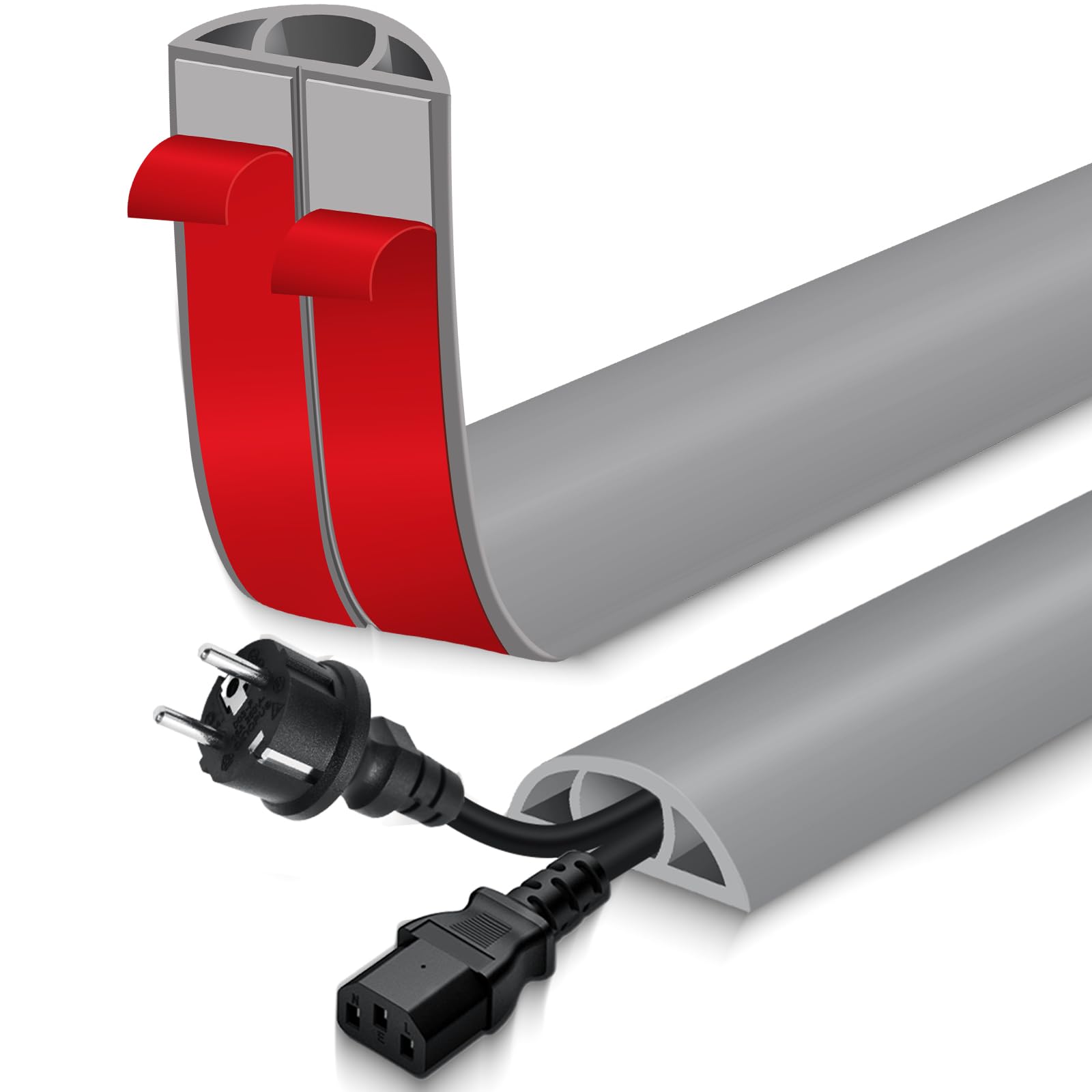 Canalina Passacavi Adesiva in PVC 30mm×3m, Grigio