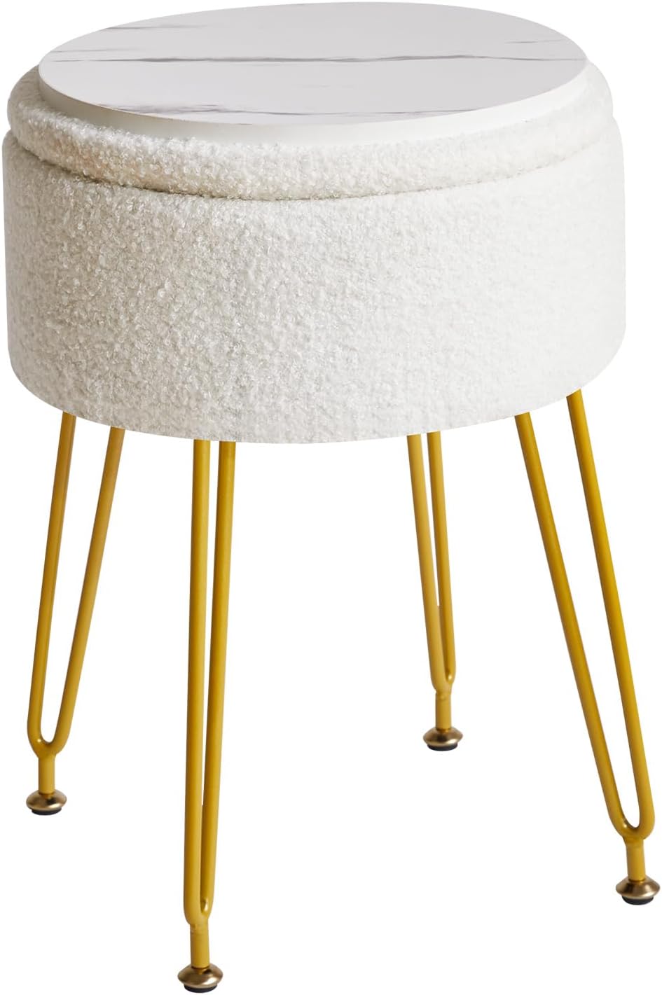 Ibuyke Poggiapiedi Ottomano in Teddy Velluto, Bianco - immagine 1