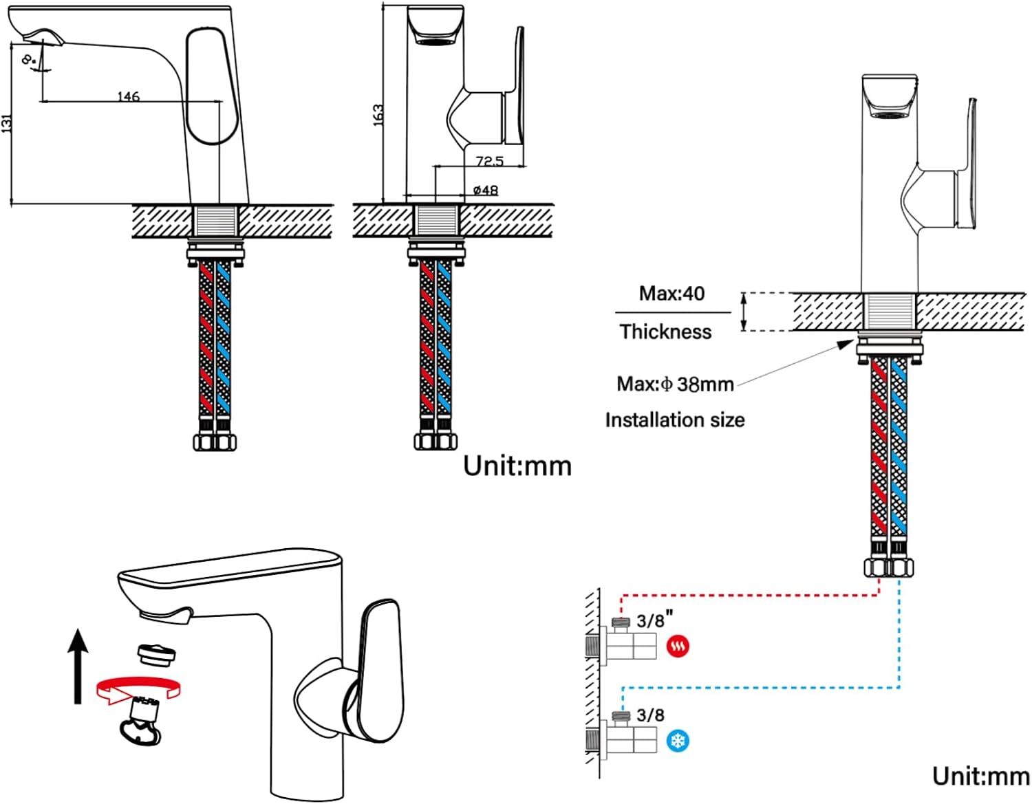 Detbom Rubinetto Lavabo Smart con Display LED - immagine 8