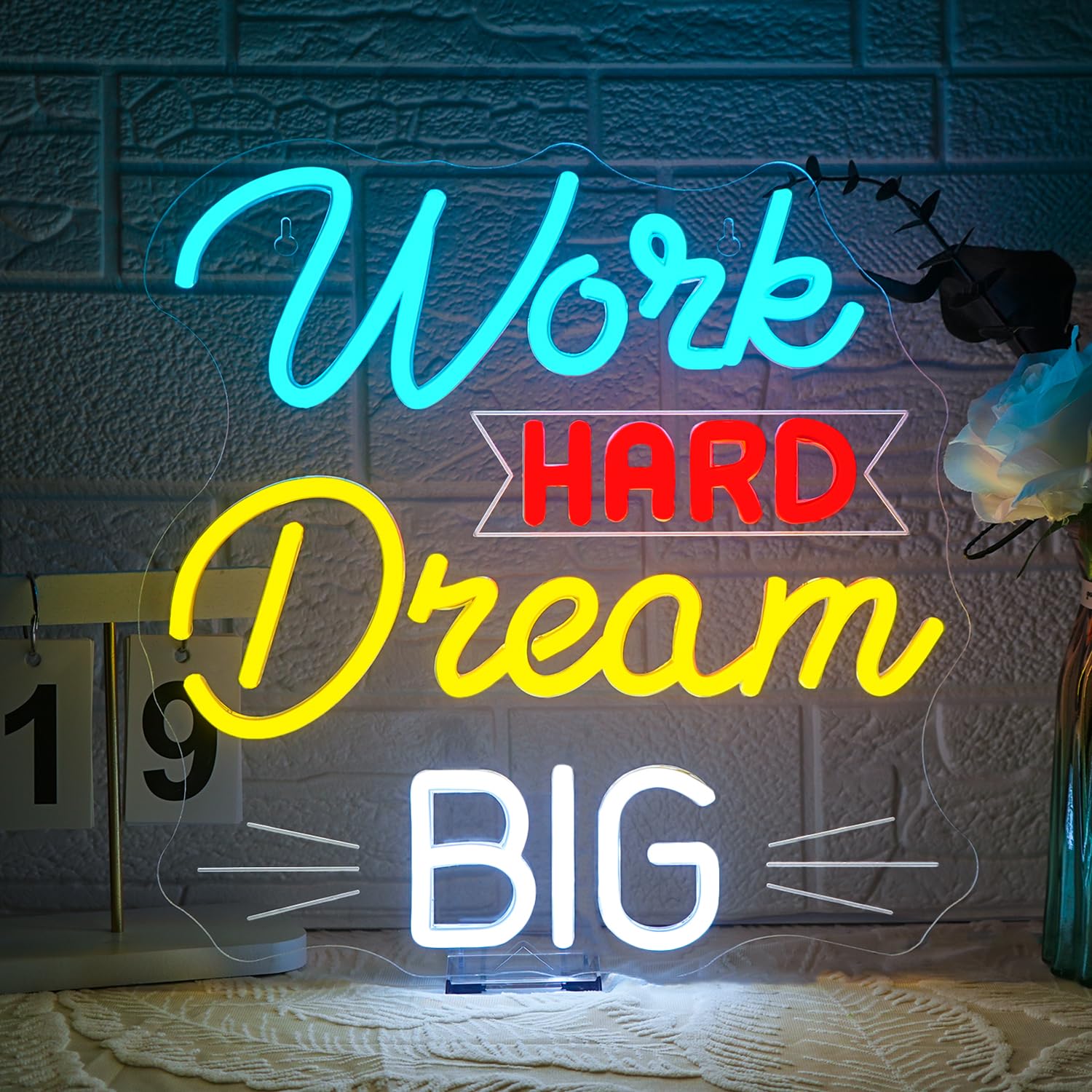 Looklight Work Hard Dream Big - Insegna Neon LED USB