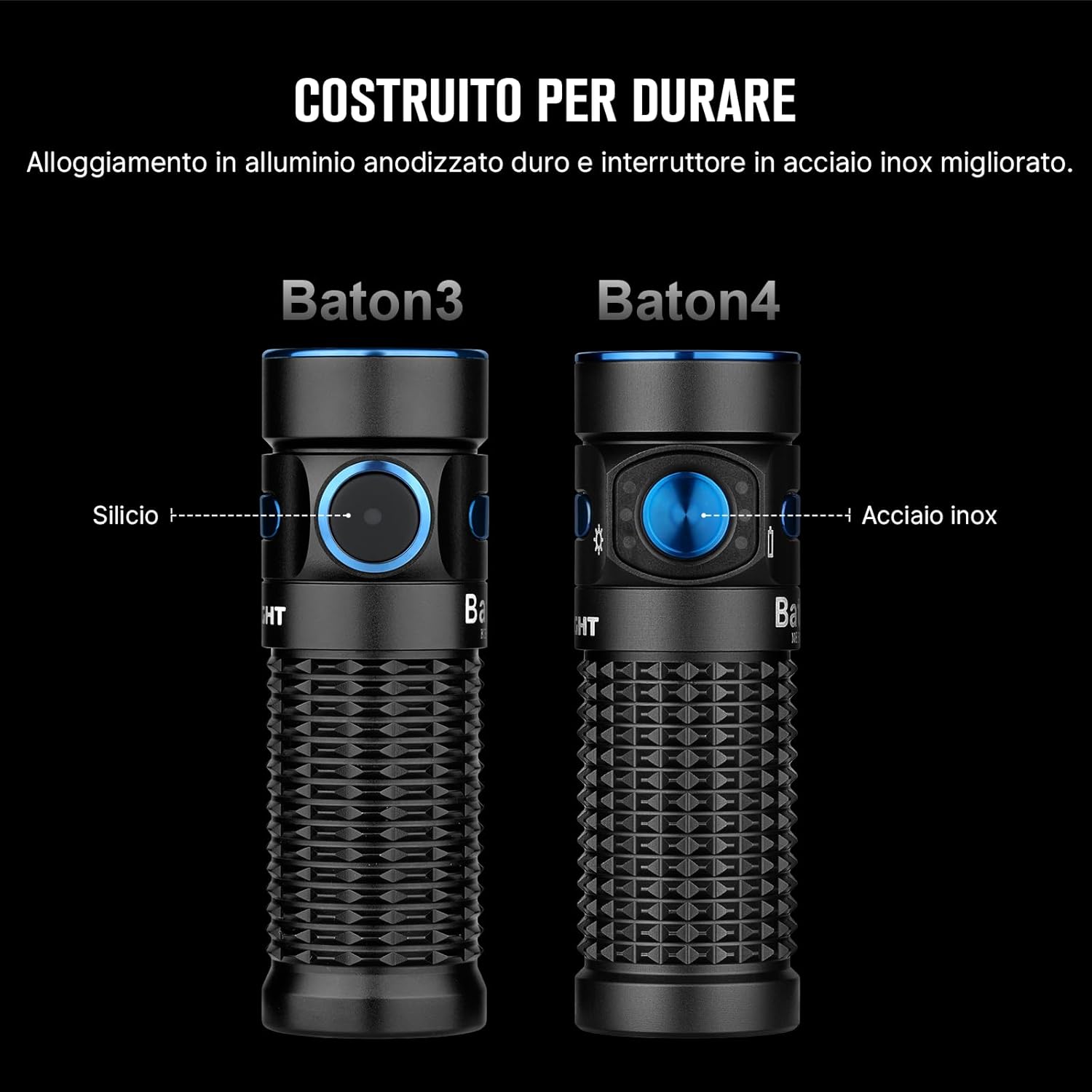 OLIGHT Baton 4 Standalone - Torcia Tascabile EDC 1300 lm, Nero - immagine 3