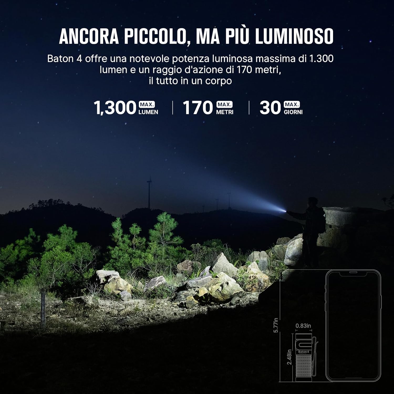 OLIGHT Baton 4 Standalone - Torcia Tascabile EDC 1300 lm, Nero - immagine 6