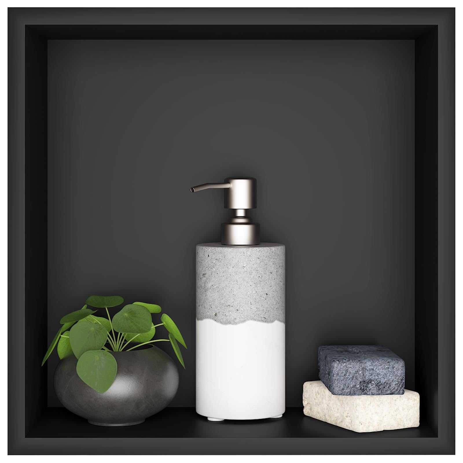 Sunrik Nicchia Doccia Incasso in Acciaio Inox 30x30x10cm, Nero