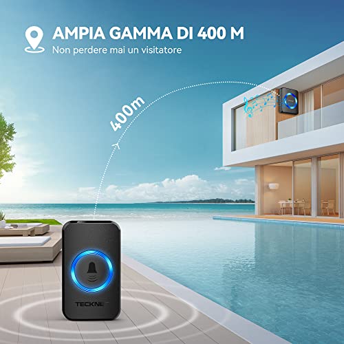TECKNET Campanello Wireless Portatile 400M - immagine 2