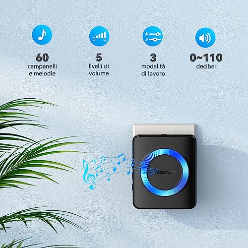 TECKNET Campanello Wireless Portatile 400M - immagine 3