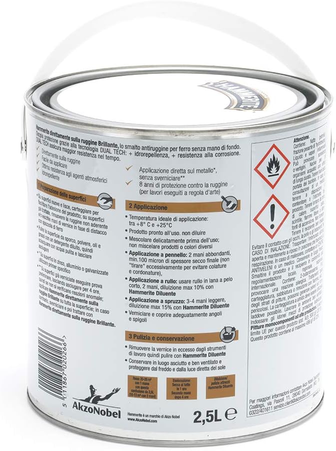 Hammerite Direttamente Sulla Ruggine Brillante Bianco 2.5 l - immagine 2