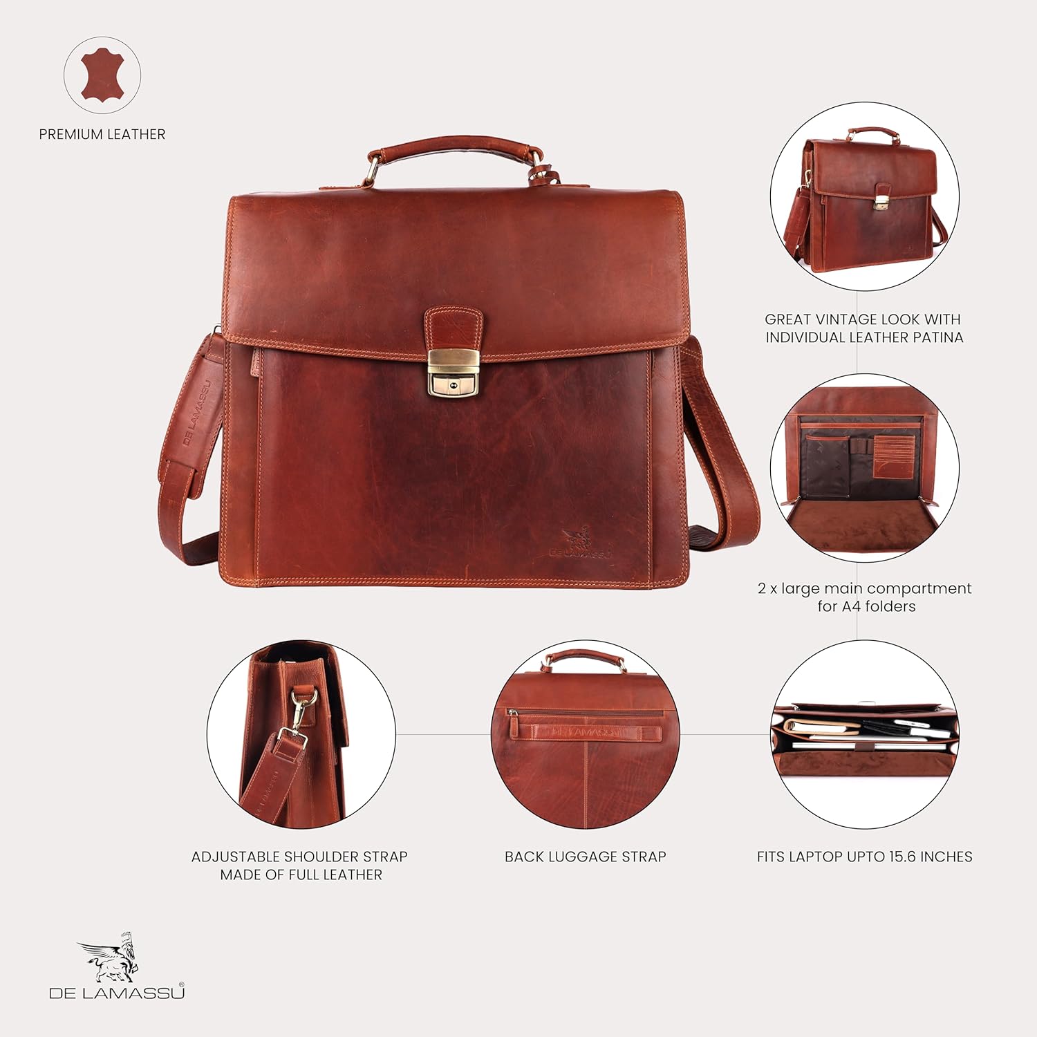 Axel Cartella in Pelle 17" per Laptop, con Lucchetto - immagine 5