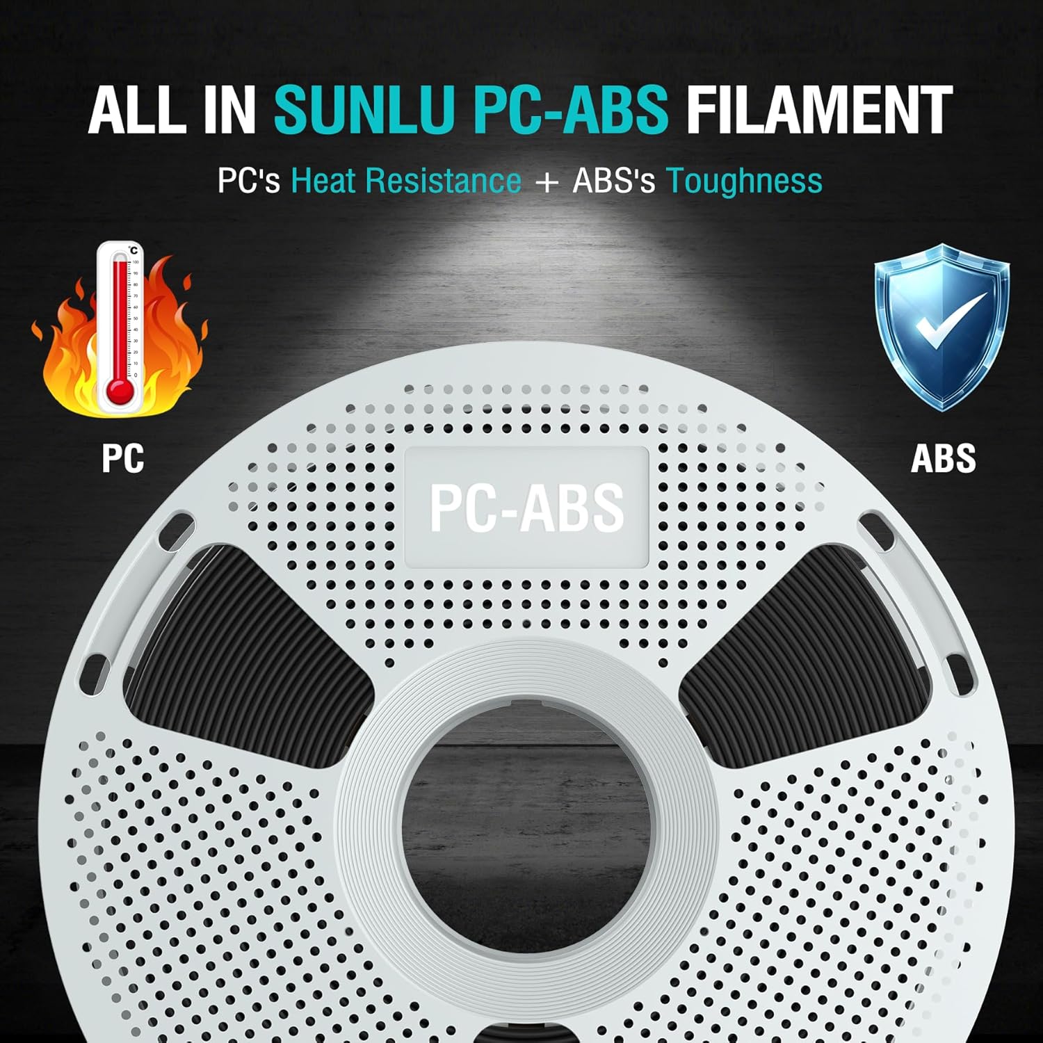 Sunlu PC-ABS Filamento 3D 1,75mm 1KG, Nero - immagine 2