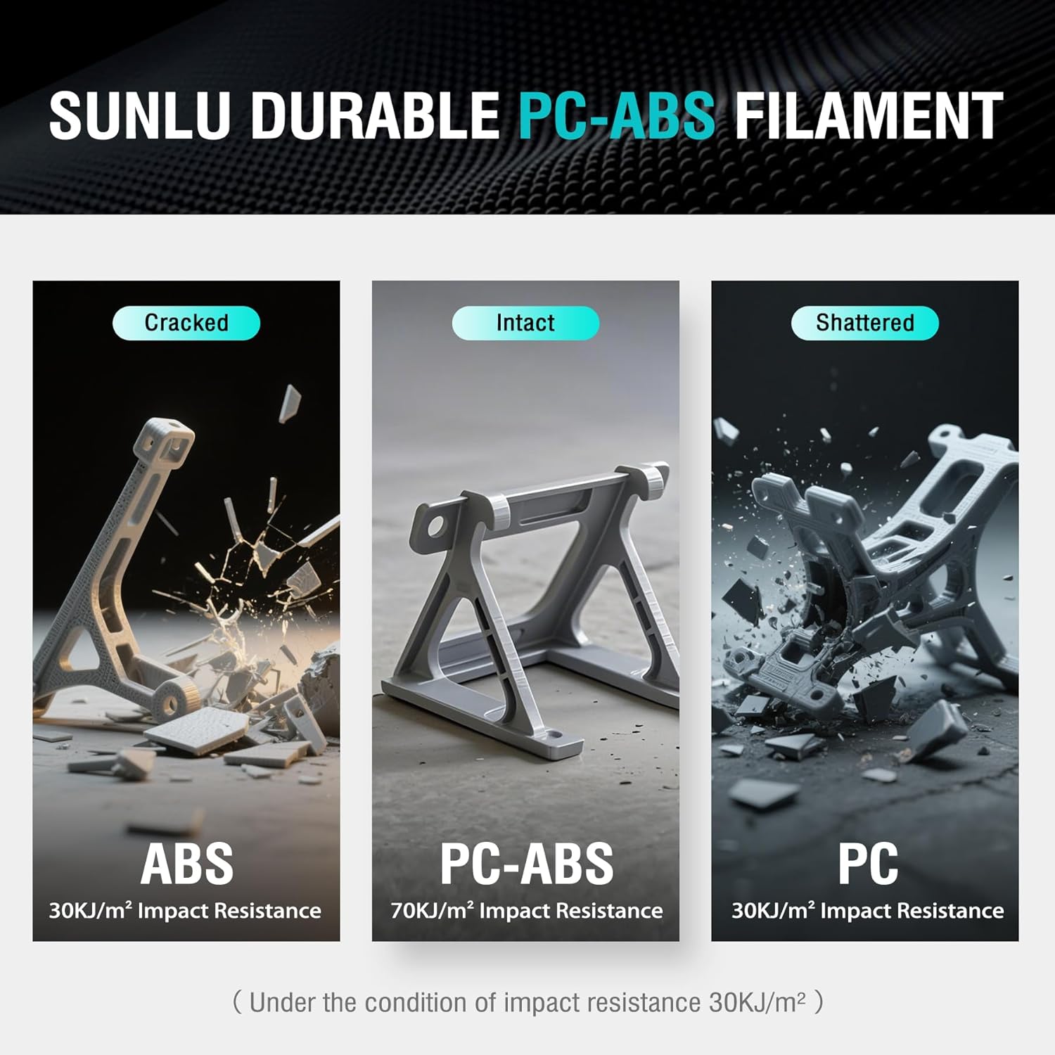Sunlu PC-ABS Filamento 3D 1,75mm 1KG, Nero - immagine 5